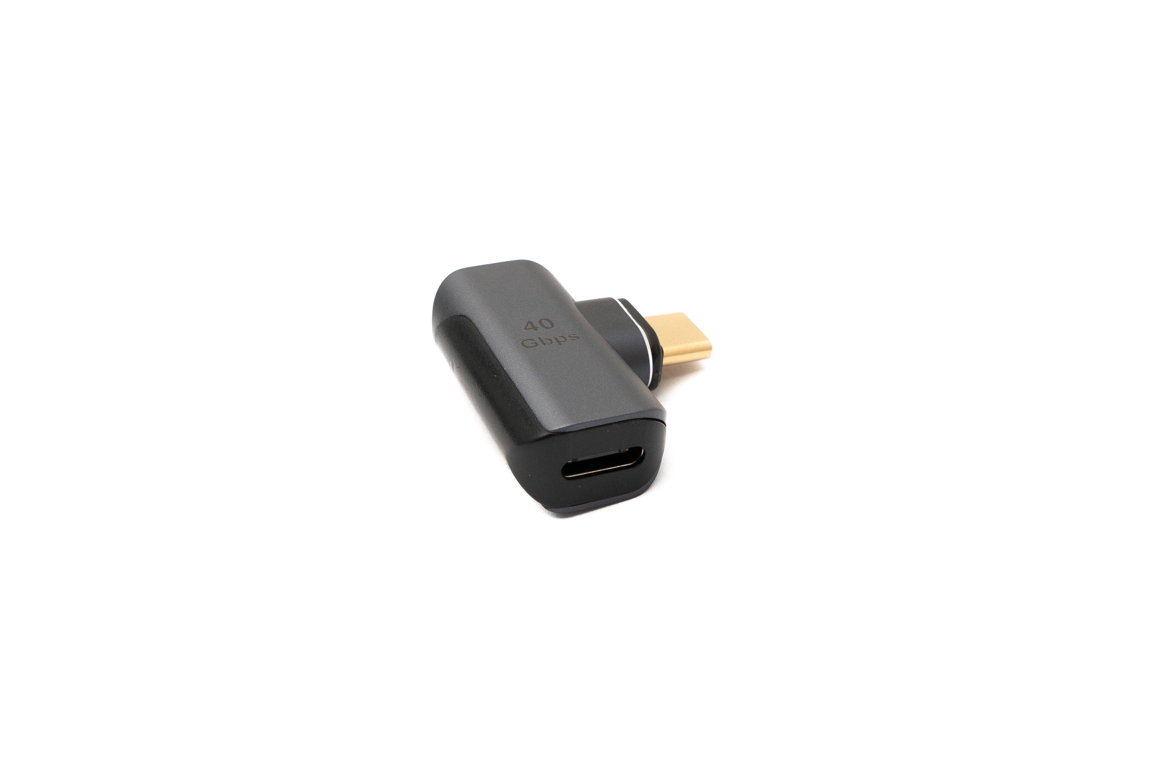 USB4 Adapter USB-C Stecker zu Buchse 40 Gbit/s 100 W gewinkelt grau | SYSTEM-S