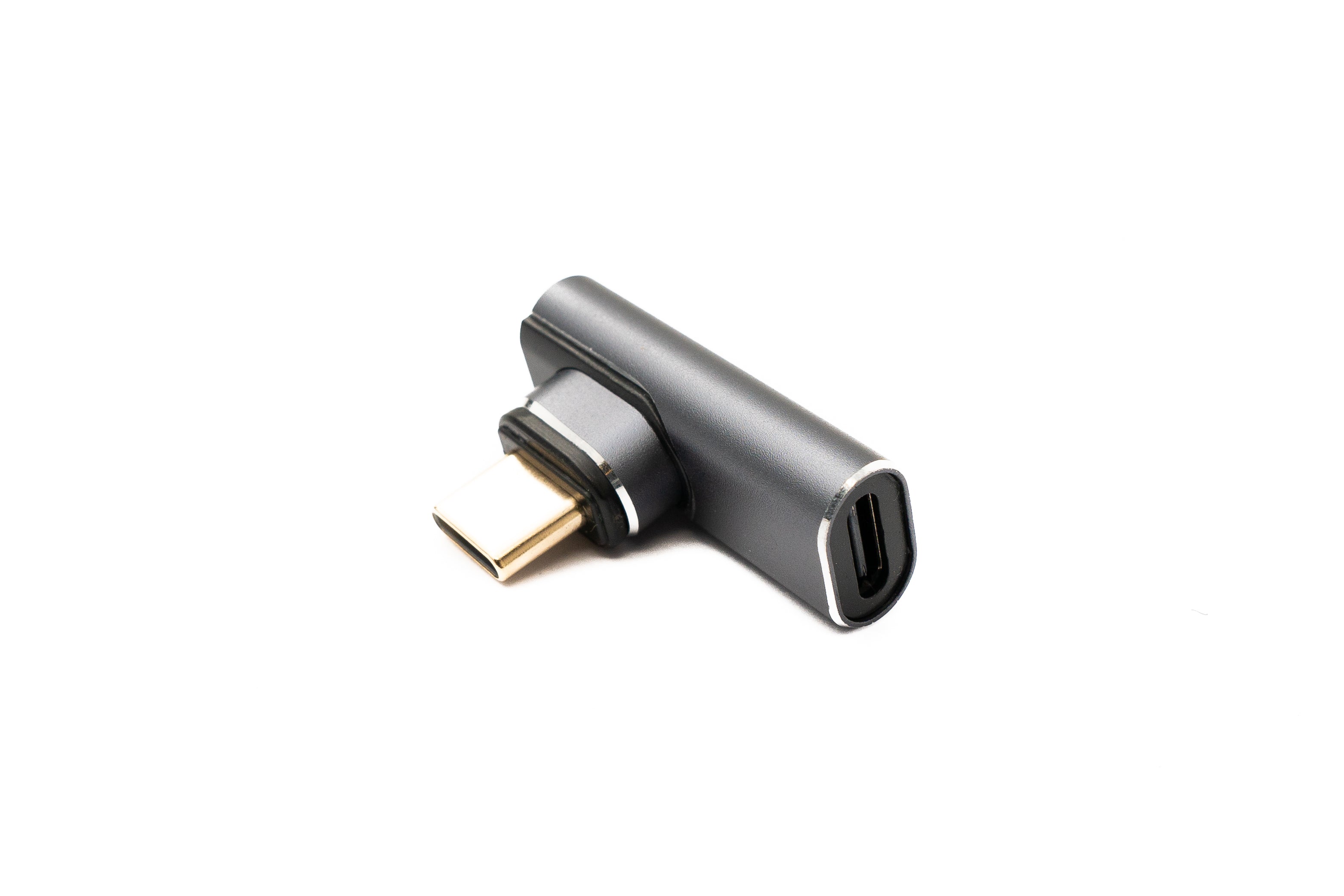 USB4 Adapter USB-C Stecker zu Buchse 40 Gbit/s 100 W gewinkelt grau | SYSTEM-S