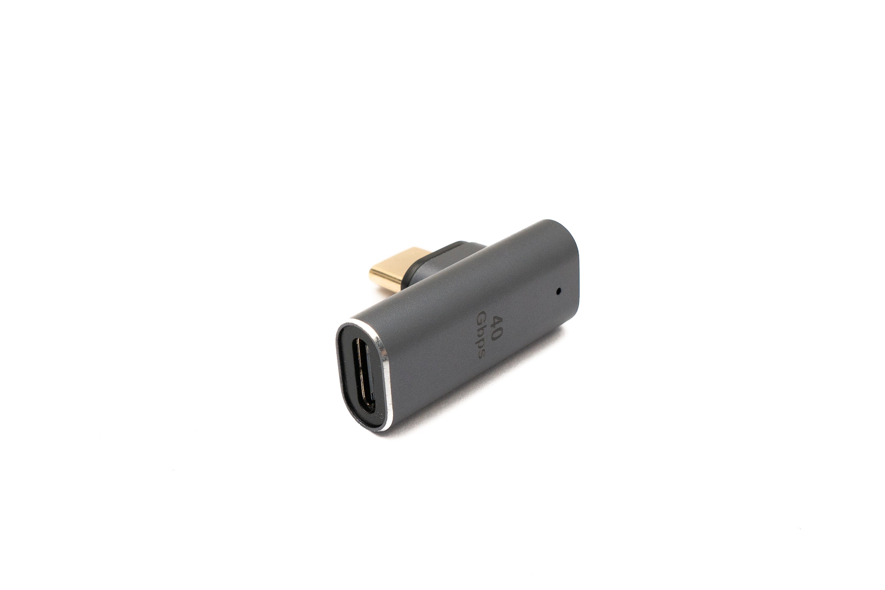 USB4 Adapter USB-C Stecker zu Buchse 40 Gbit/s 100 W gewinkelt grau | SYSTEM-S
