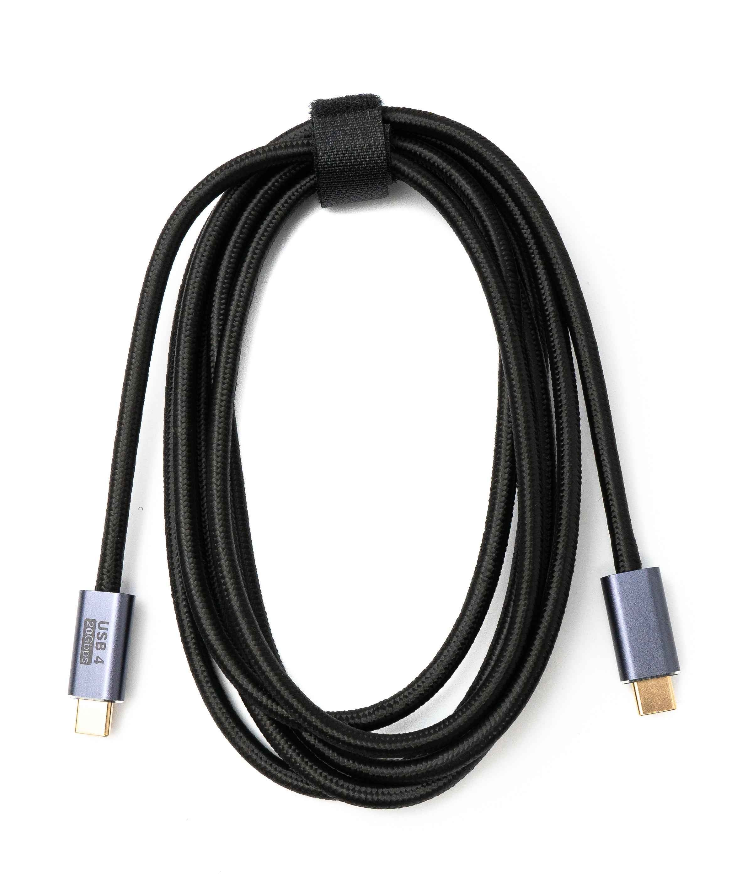 SYSTEM-S USB4 USB Kabel 200 cm Typ C Stecker zu Stecker 20 Gbit/s USB 4.0 geflochten Schwarz