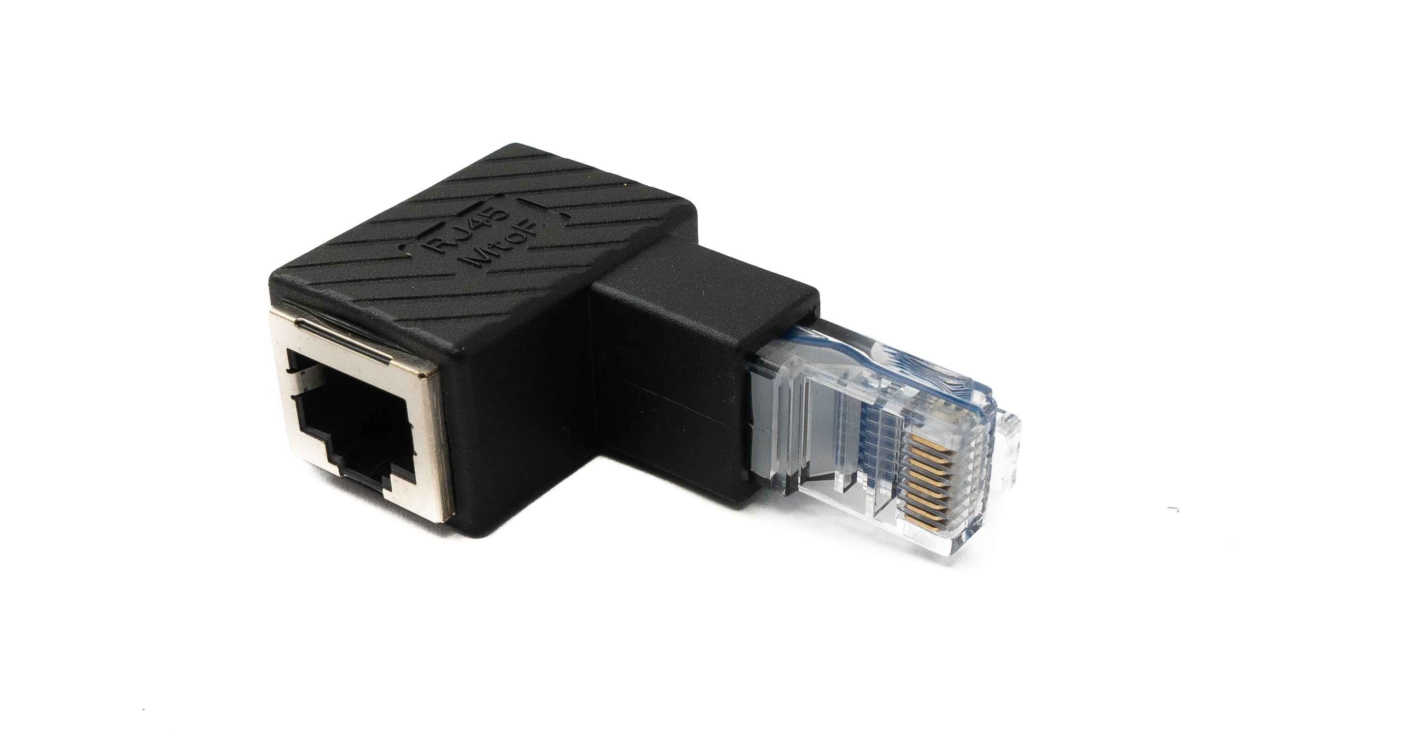 SYSTEM-S LAN Adapter RJ45 Stecker zu Buchse Winkel Ethernetadapter Kabel in Schwarz