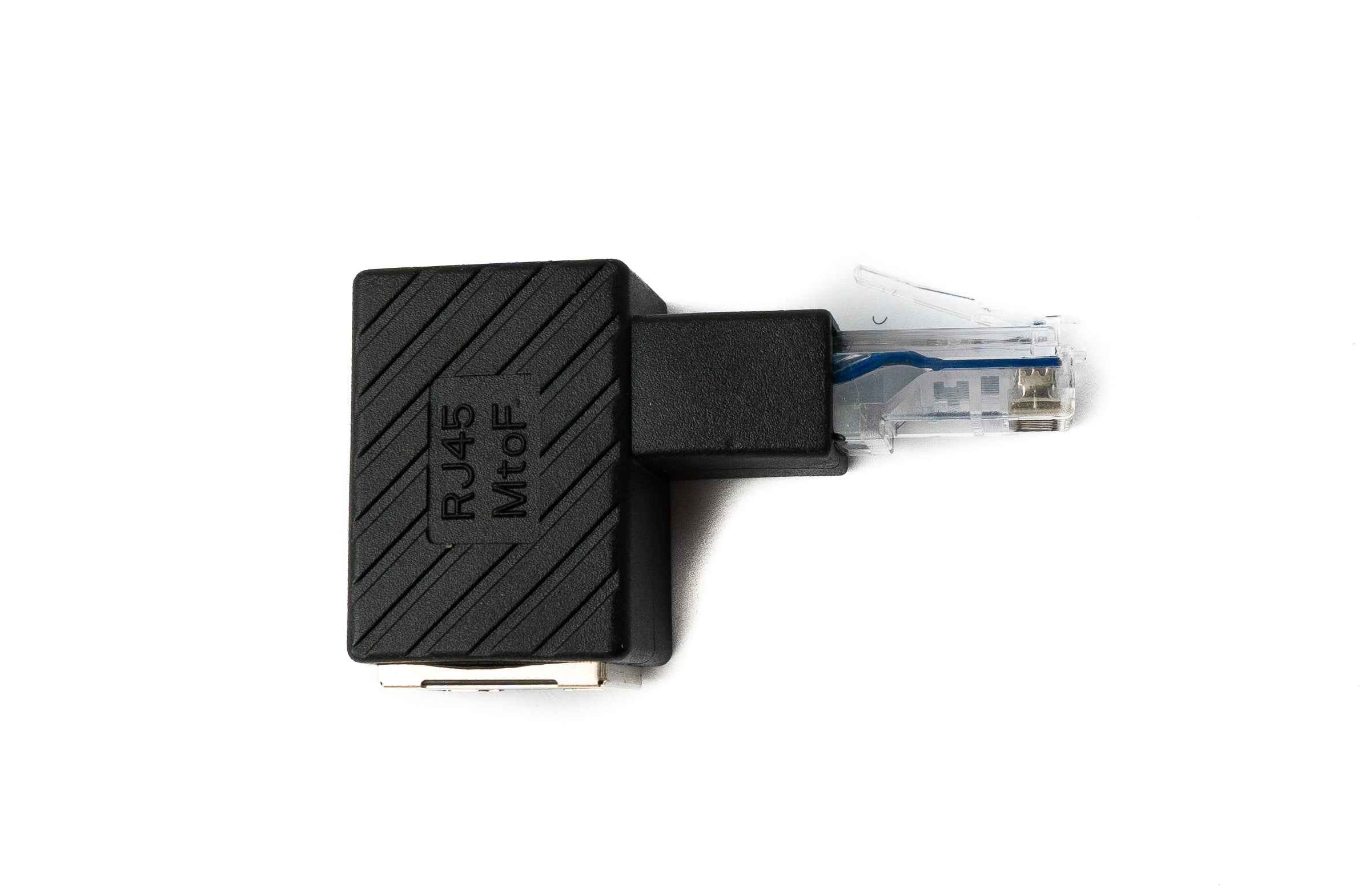 SYSTEM-S LAN Adapter RJ45 Stecker zu Buchse Winkel Ethernetadapter Kabel in Schwarz