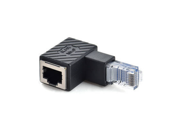 LAN Adapter RJ45 Stecker zu Buchse Winkel Gigabit Ethernet schwarz | System-S