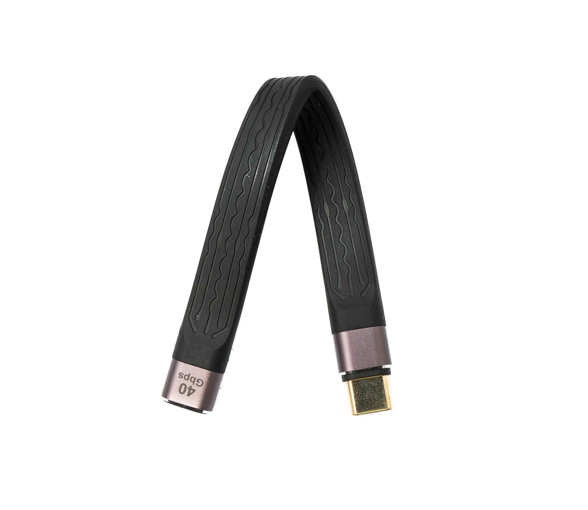 SYSTEM-S USB4 USB Kabel 13 cm Typ C Stecker zu Buchse 40 Gbit/s USB 4.0 flach in Schwarz
