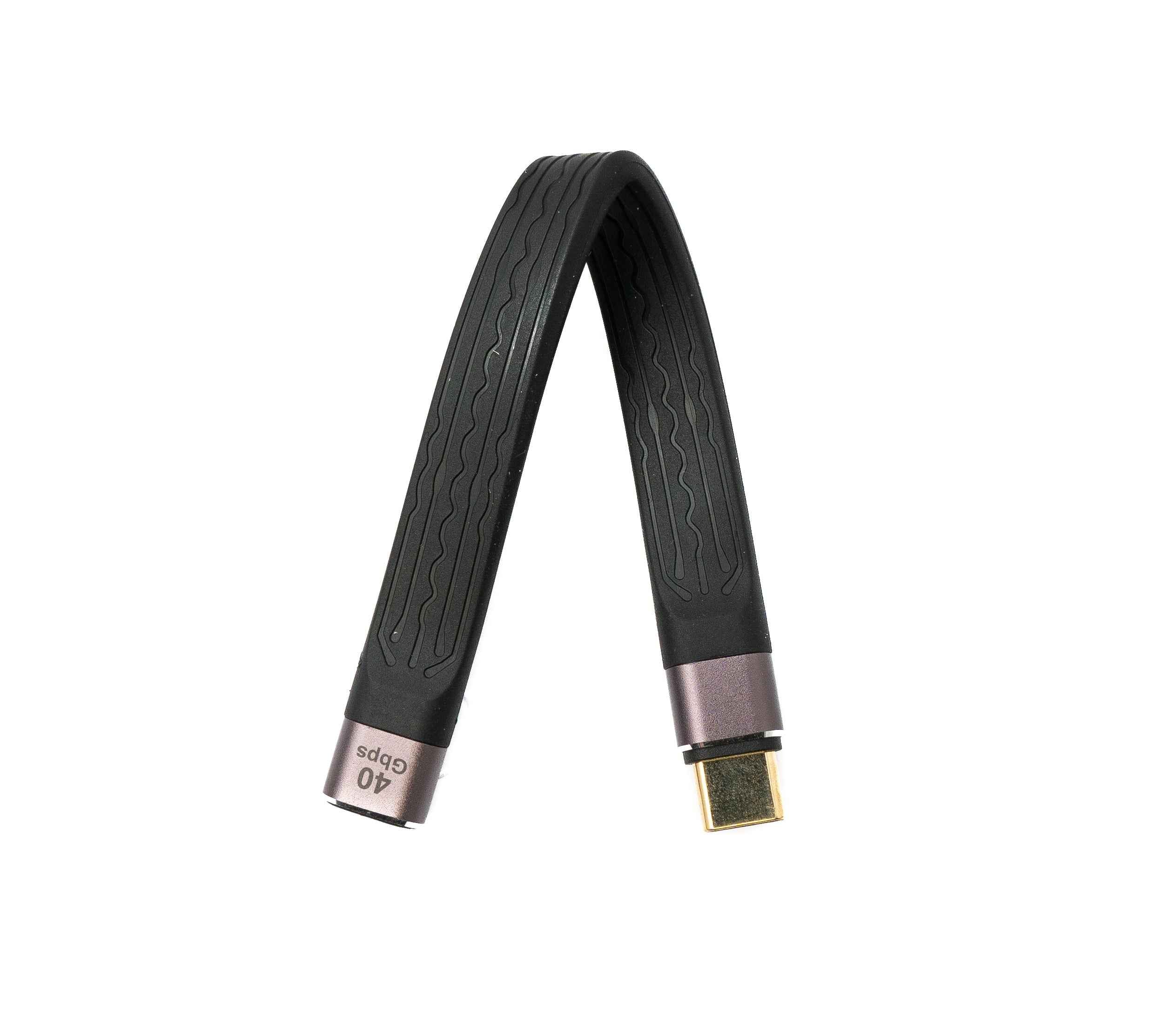 SYSTEM-S USB4 USB Kabel 13 cm Typ C Stecker zu Buchse 40 Gbit/s USB 4.0 flach in Schwarz