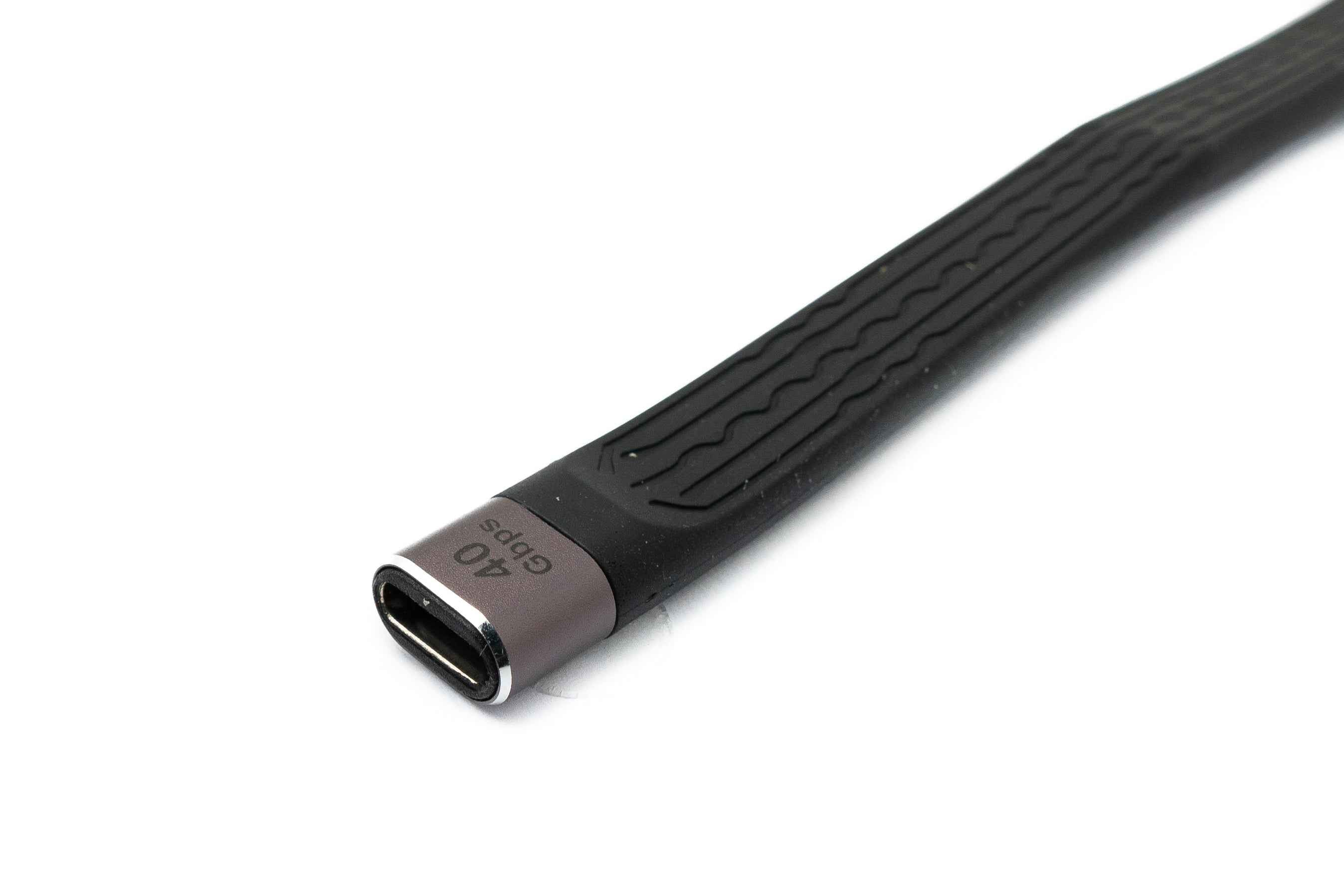 SYSTEM-S USB4 USB Kabel 13 cm Typ C Stecker zu Buchse 40 Gbit/s USB 4.0 flach in Schwarz