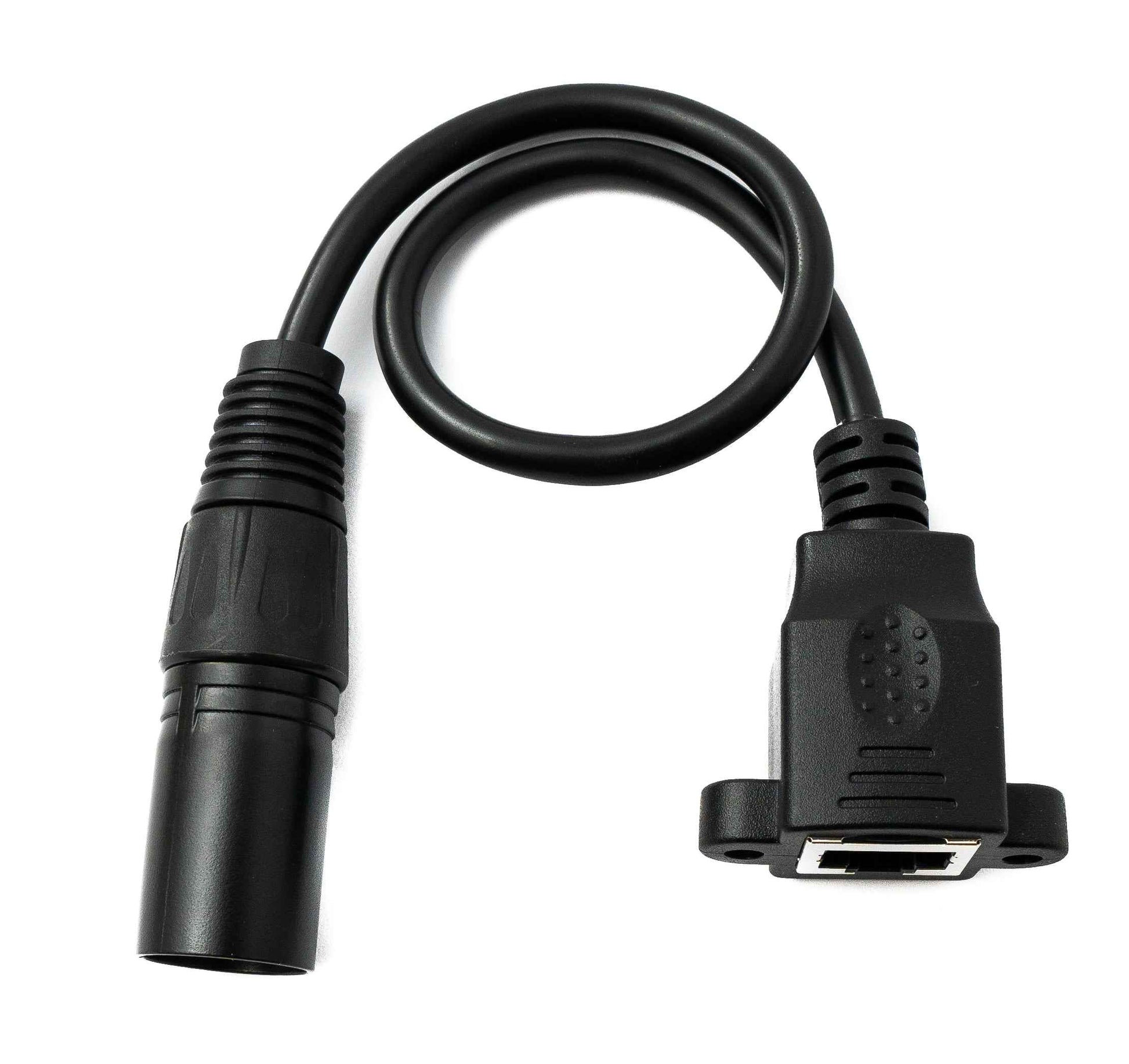 SYSTEM-S LAN Kabel 30 cm RJ45 Buchse zu XLR 3 Pin Stecker Schraube in Schwarz