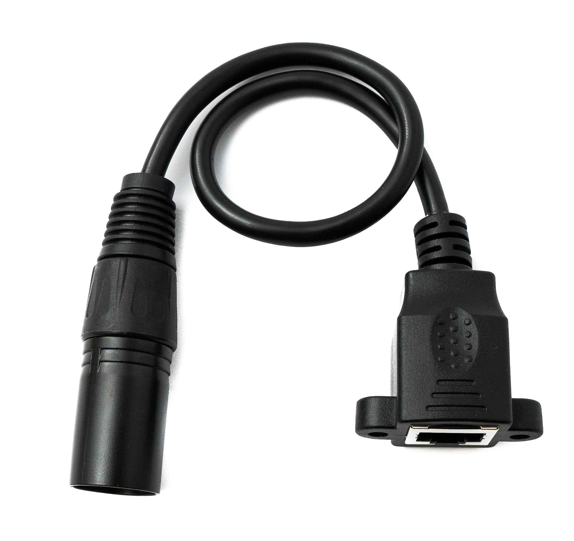 SYSTEM-S LAN Kabel 30 cm RJ45 Buchse zu XLR 3 Pin Stecker Schraube in Schwarz