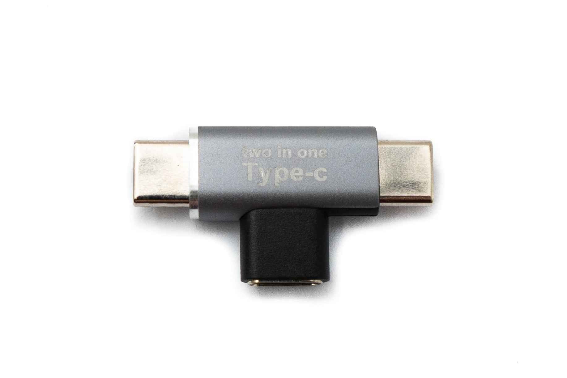 SYSTEM-S USB-C Y-Ladeadapter – 1× USB-C Buchse → 2× USB-C Stecker (gewinkelt)