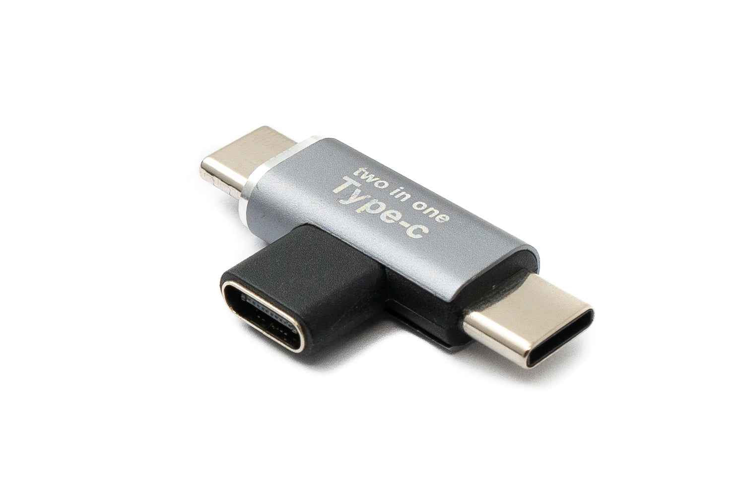 SYSTEM-S USB-C Y-Ladeadapter – 1× USB-C Buchse → 2× USB-C Stecker (gewinkelt)