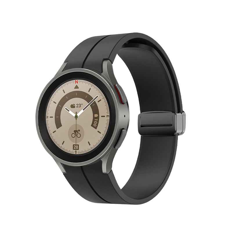 SYSTEM-S Armband 20 mm aus Silikon für Samsung Galaxy Watch 5 4 Smartwatch in Schwarz