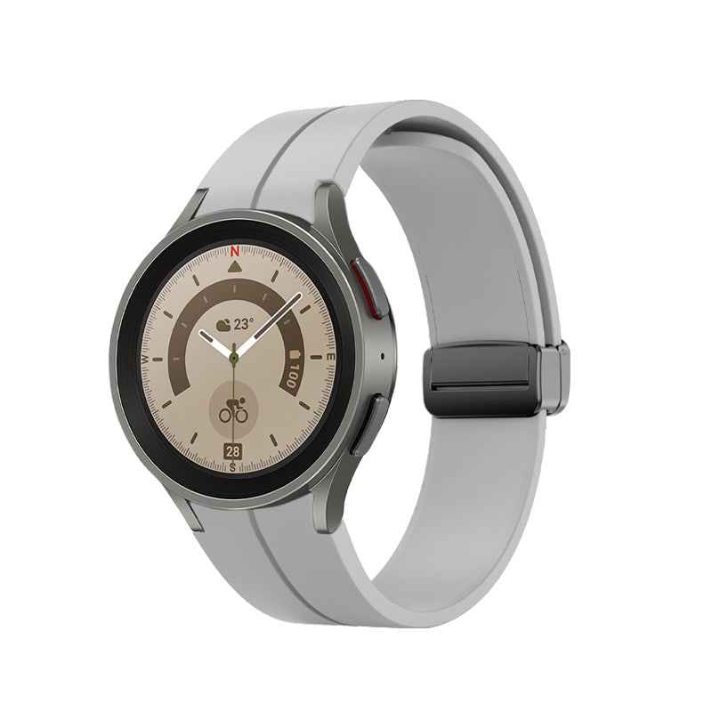 SYSTEM-S Armband 20 mm aus Silikon für Samsung Galaxy Watch 5 4 Smartwatch in Grau