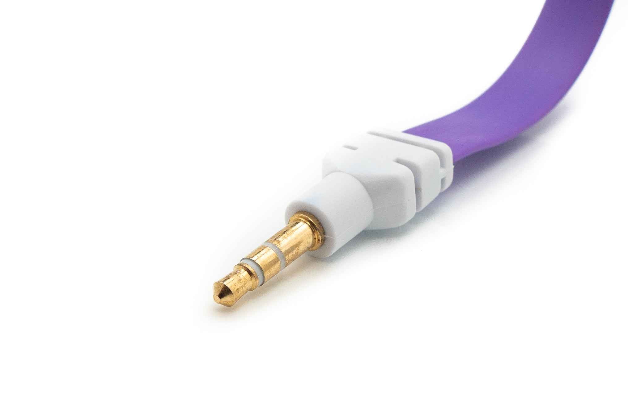 SYSTEM-S Audio Kabel 100 cm Stereo AUX Klinke 3,5 mm Stecker zu Stecker flach in Lila
