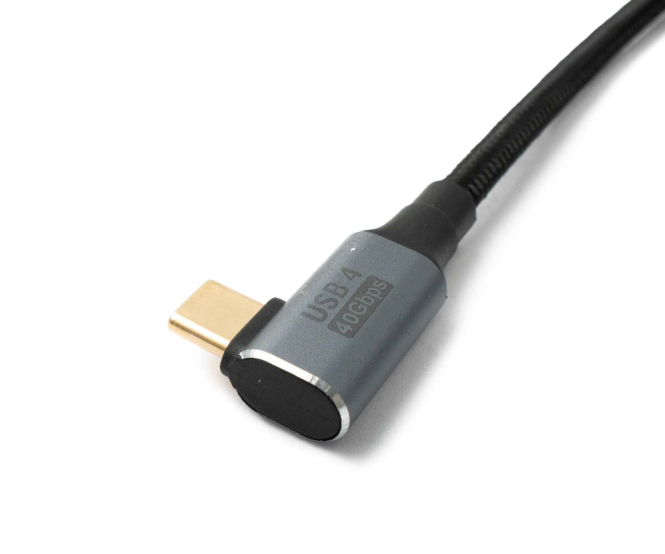 SYSTEM-S USB4 USB Kabel 100 cm Typ C Stecker zu Stecker 40 Gbit/s USB 4.0 geflochten Winkel
