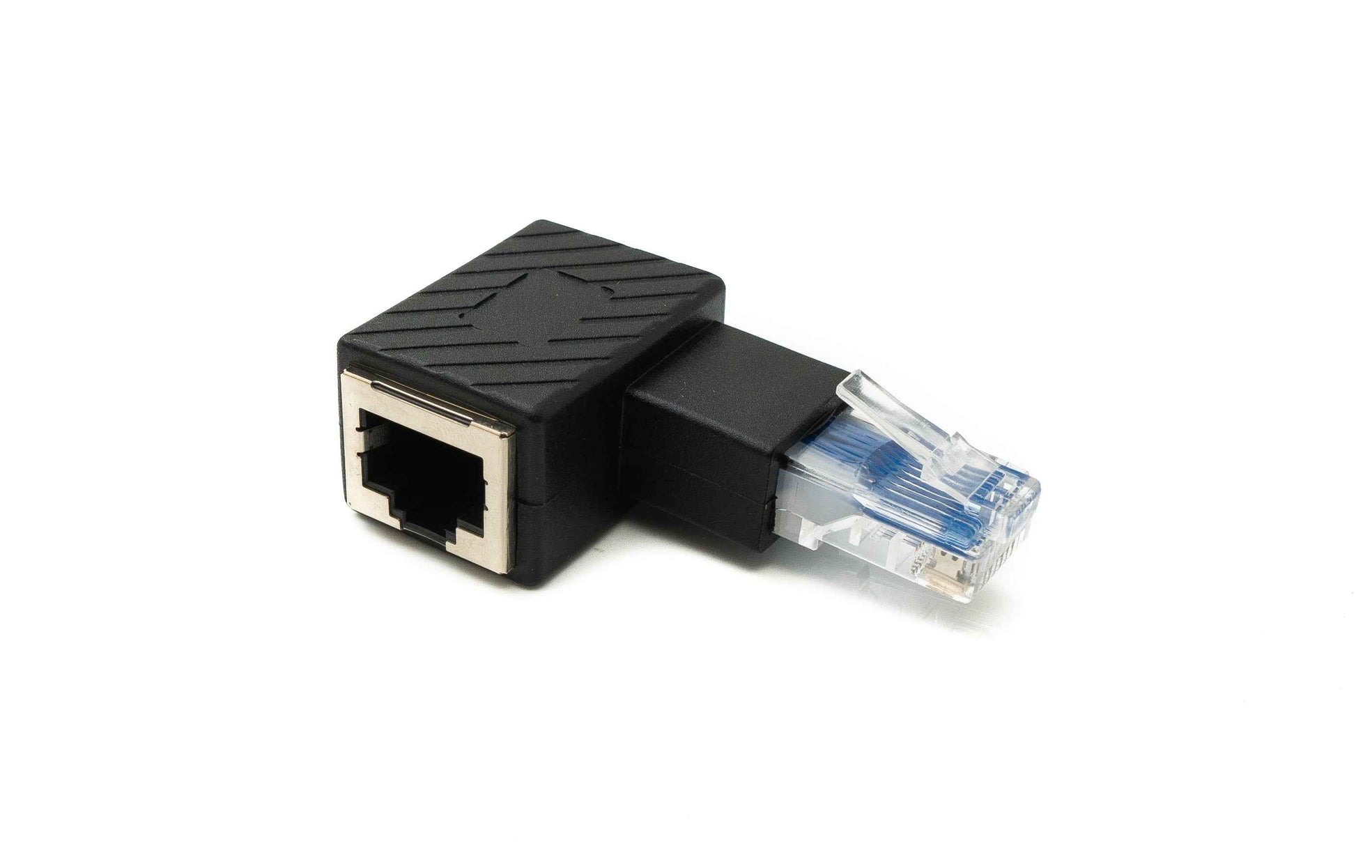 SYSTEM-S LAN Adapter RJ45 Stecker zu Buchse Winkel Ethernetadapter Kabel in Schwarz
