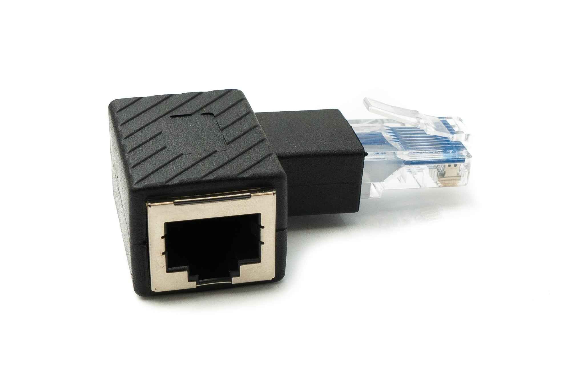 SYSTEM-S LAN Adapter RJ45 Stecker zu Buchse Winkel Ethernetadapter Kabel in Schwarz