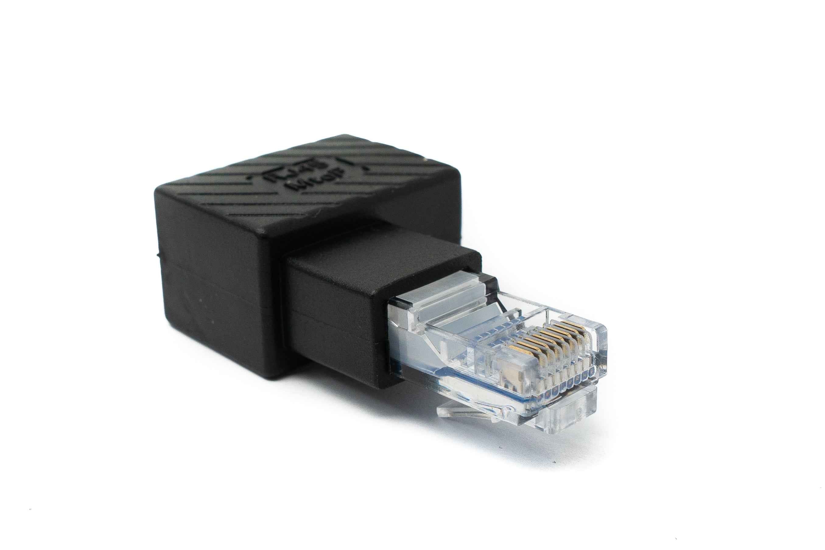 SYSTEM-S LAN Adapter RJ45 Stecker zu Buchse Winkel Ethernetadapter Kabel in Schwarz