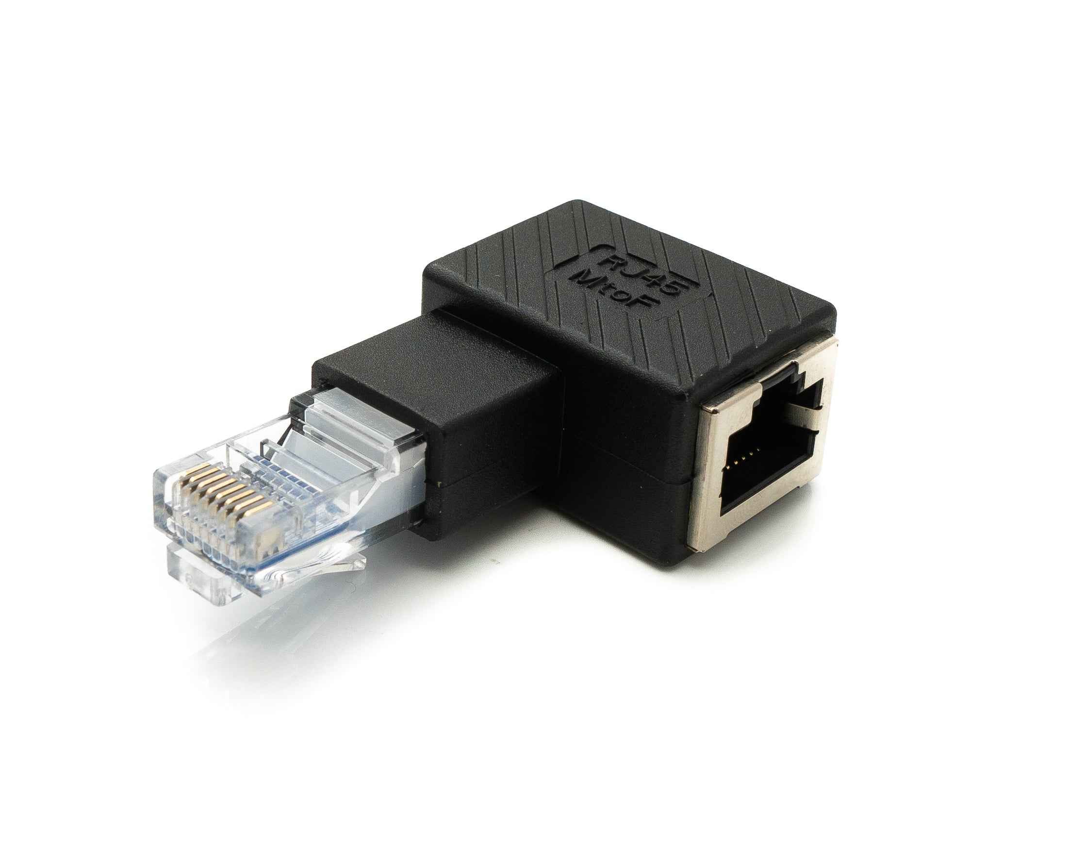 SYSTEM-S LAN Adapter RJ45 Stecker zu Buchse Winkel Ethernetadapter Kabel in Schwarz