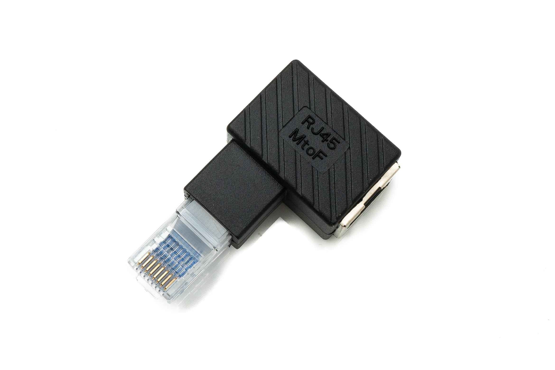 SYSTEM-S LAN Adapter RJ45 Stecker zu Buchse Winkel Ethernetadapter Kabel in Schwarz