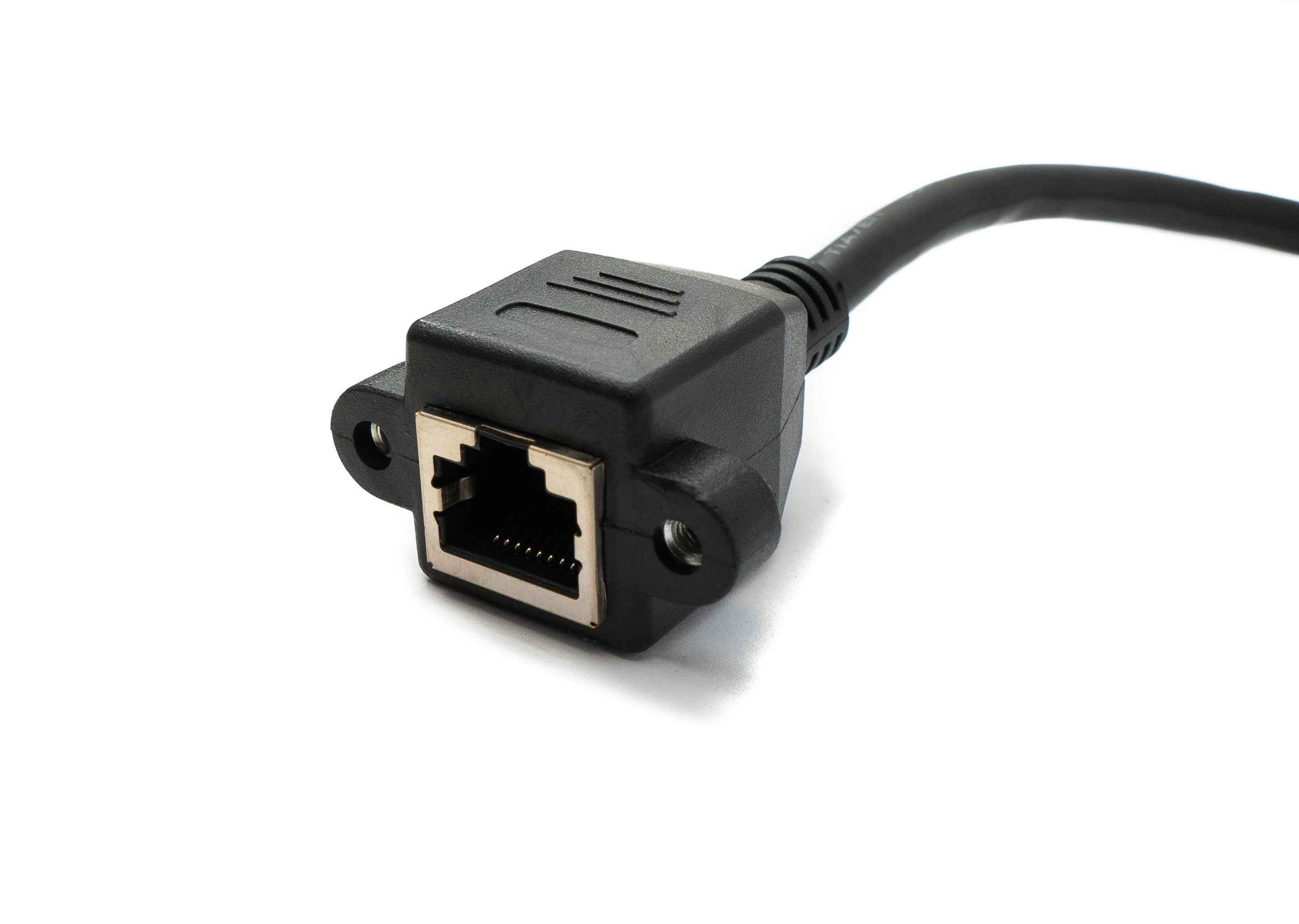 SYSTEM-S LAN Kabel 30 cm 8P8C Stecker zu Buchse Winkel Schraube in Schwarz