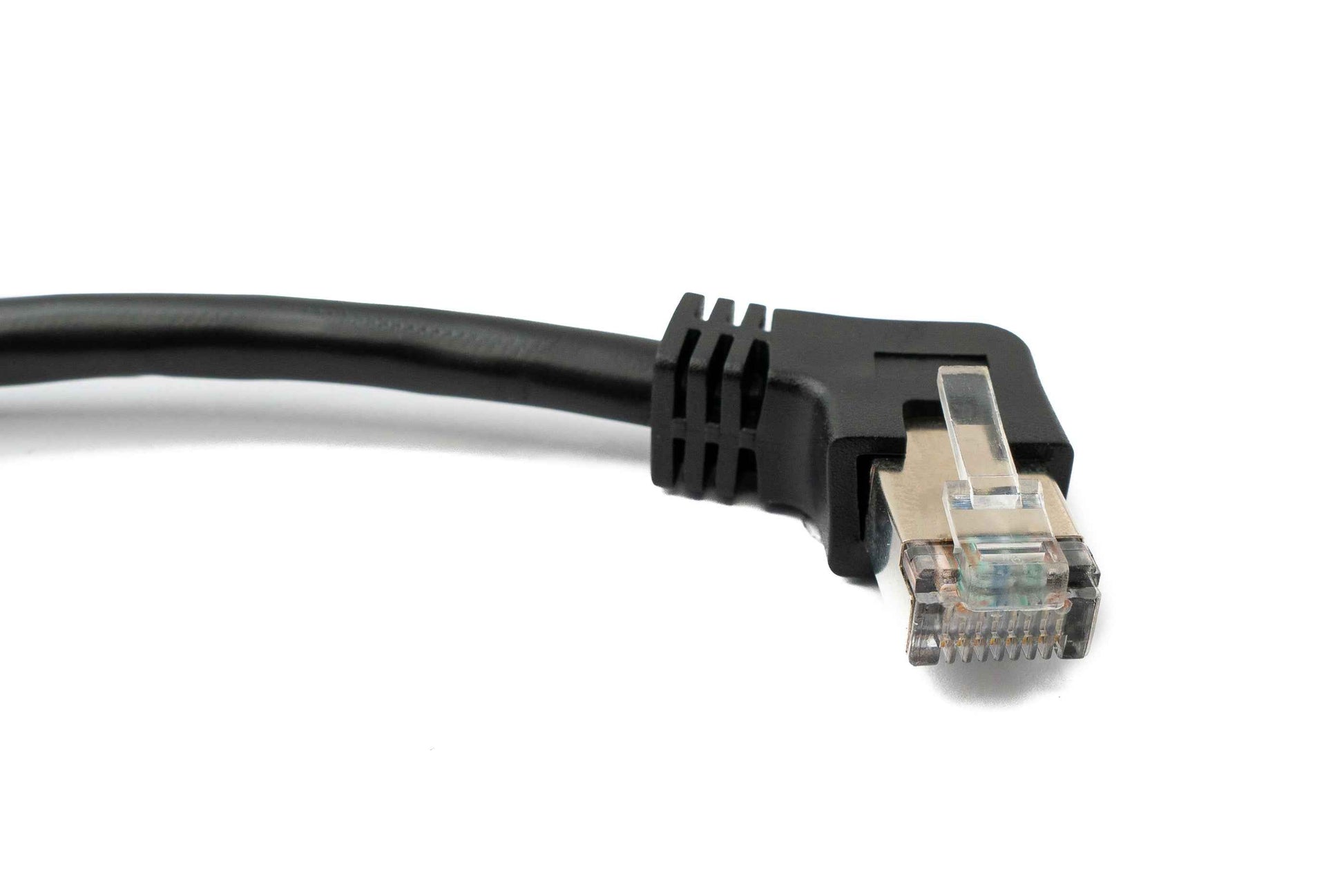 SYSTEM-S LAN Kabel 30 cm 8P8C Stecker zu Buchse Winkel Schraube in Schwarz