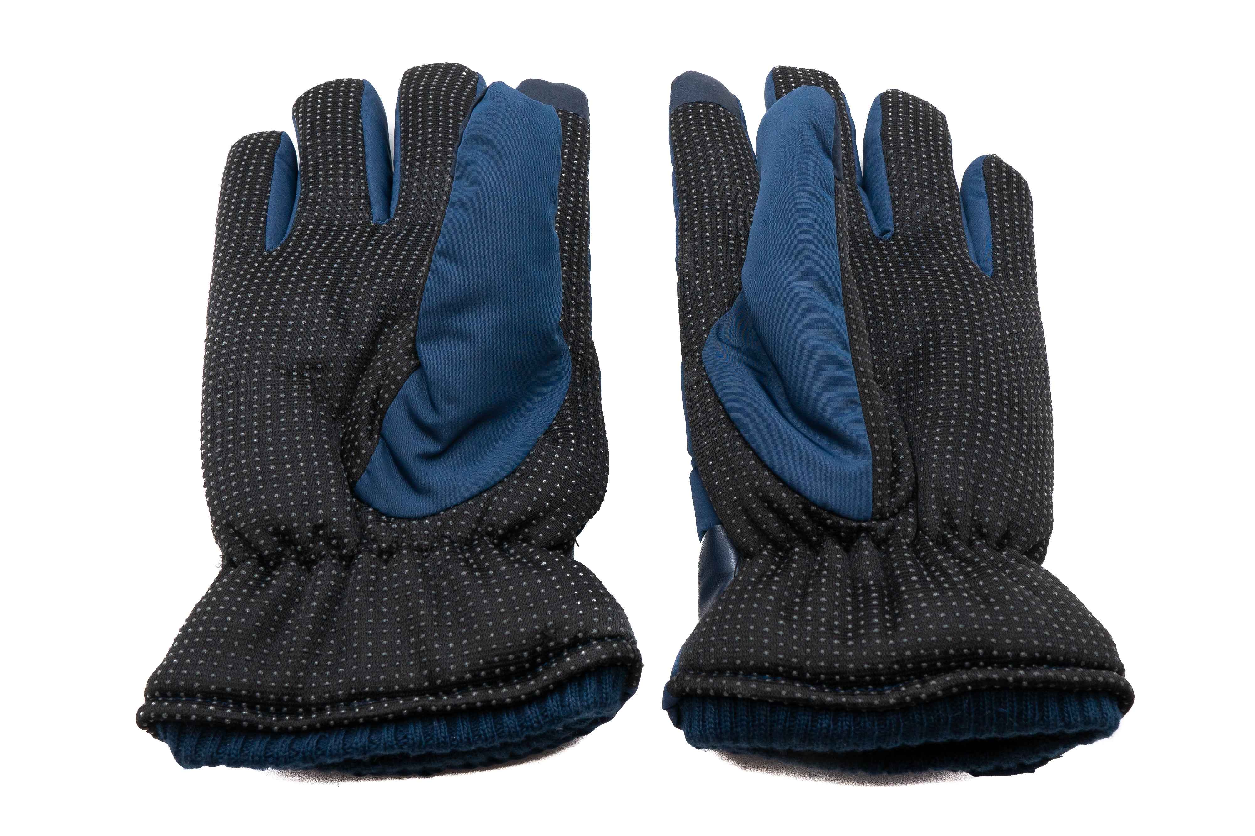 SYSTEM-S Anti Rutsch Handschuhe aus Polyester für Smartphones Touch Bildschirme in Blau