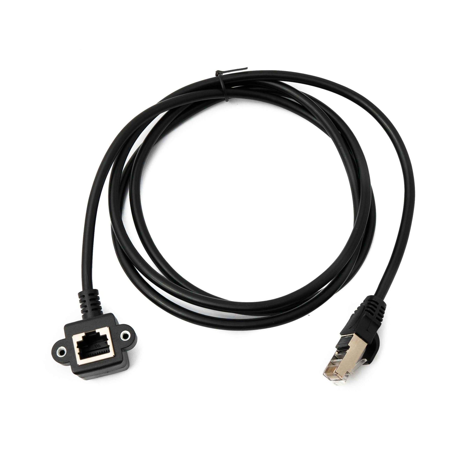 SYSTEM-S LAN Kabel 150 cm 8P8C Buchse zu RJ45 Stecker Winkel Schraube in Schwarz