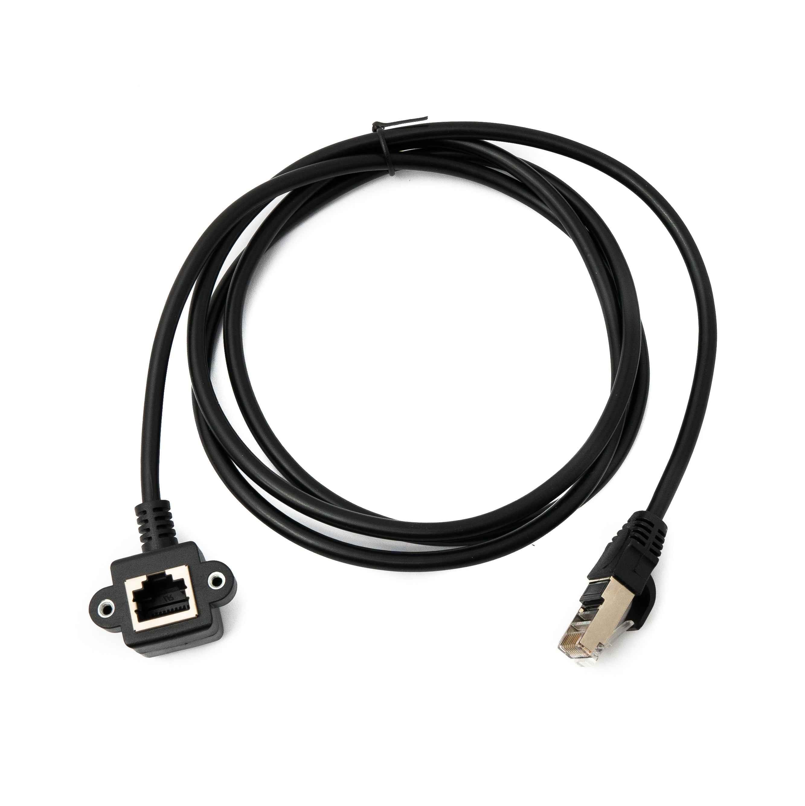 SYSTEM-S LAN Kabel 150 cm 8P8C Buchse zu RJ45 Stecker Winkel Schraube in Schwarz