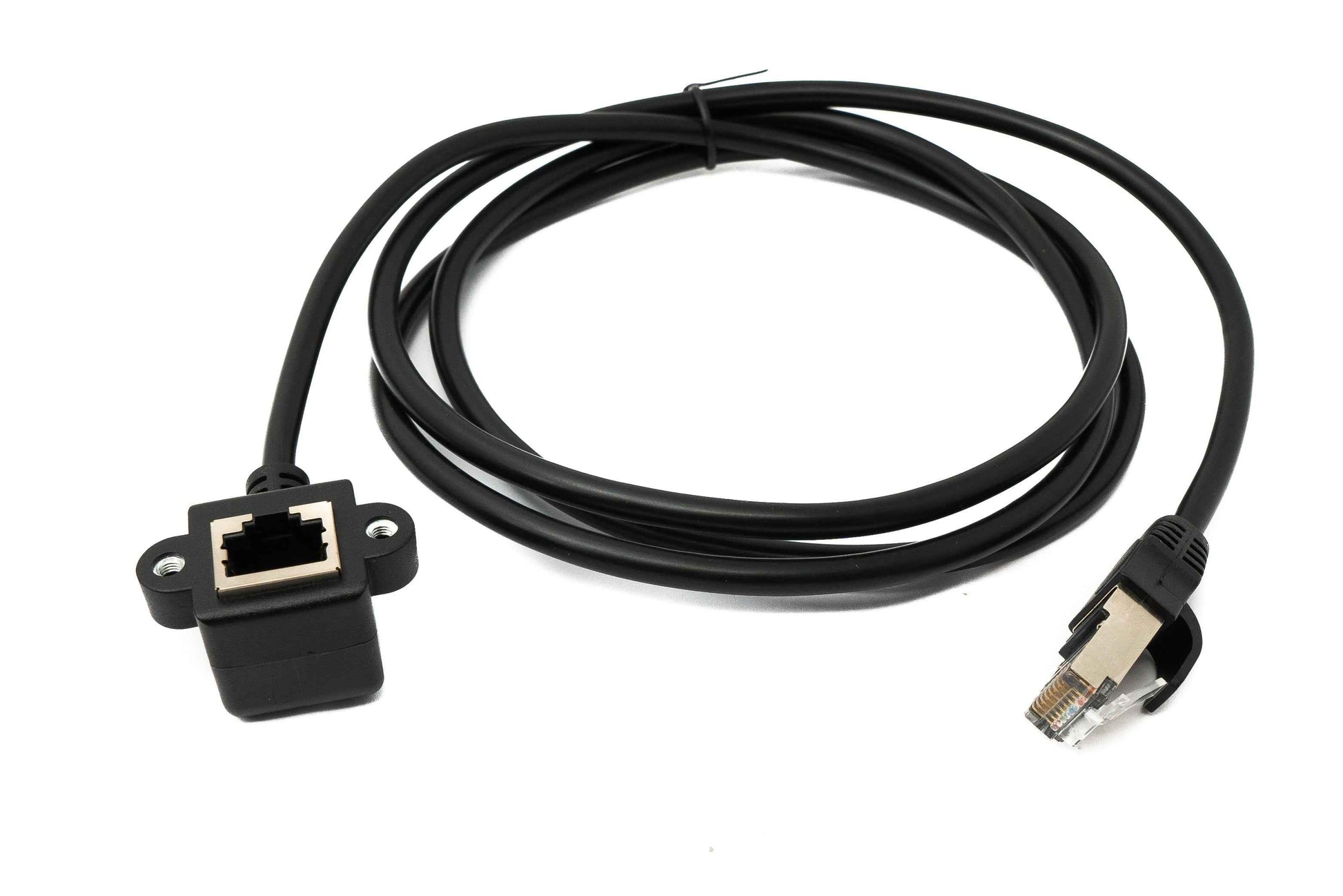 SYSTEM-S LAN Kabel 150 cm 8P8C Buchse zu RJ45 Stecker Winkel Schraube in Schwarz