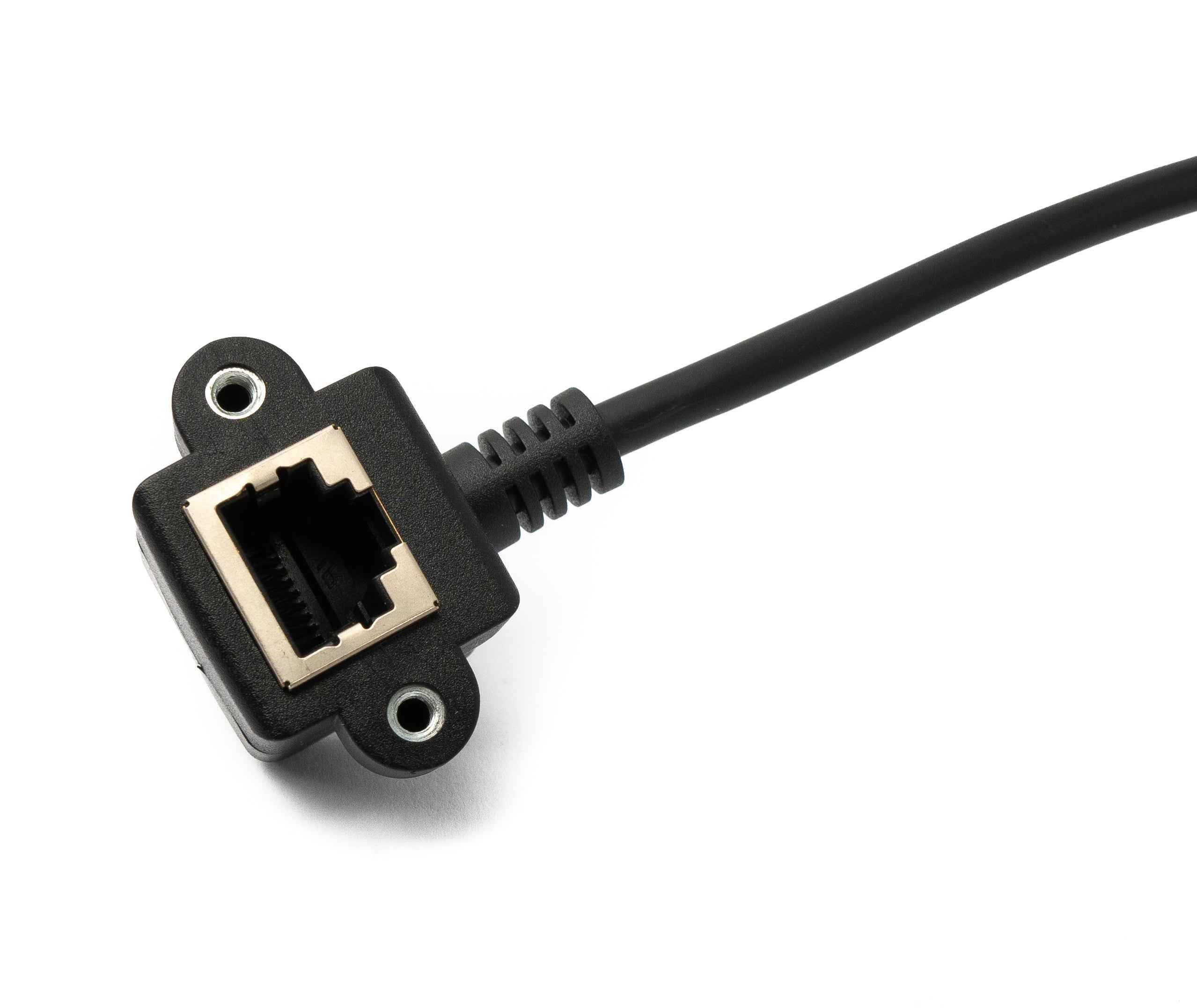 SYSTEM-S LAN Kabel 150 cm 8P8C Buchse zu RJ45 Stecker Winkel Schraube in Schwarz