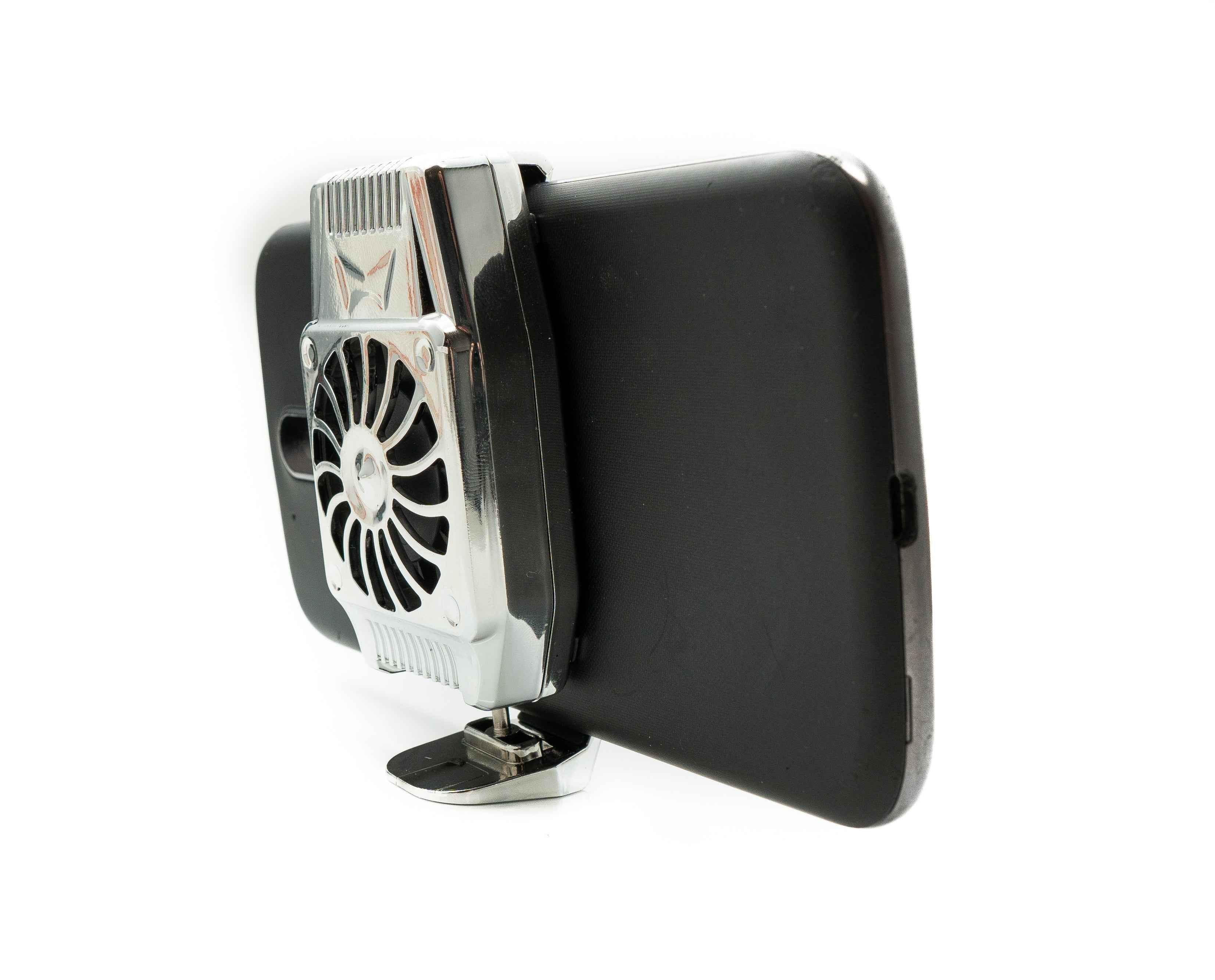 SYSTEM-S USB Kühlung Ventilator für 4,0" bis 6,7" Smartphone Tablet in Grau