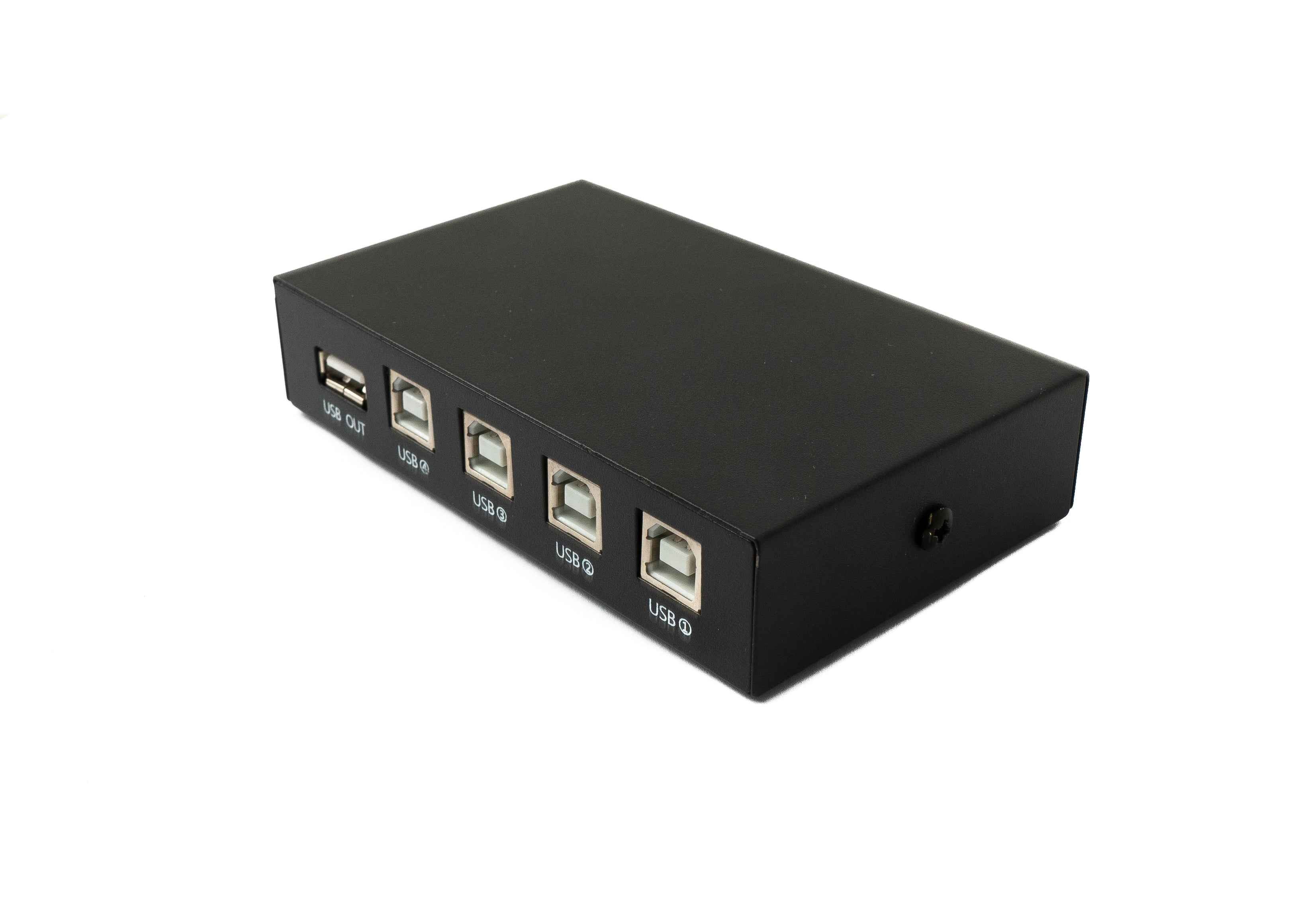 SYSTEM-S USB 2.0 Switch 4x Typ B Buchse zu A Buchse Hub Schalter Adapter in Schwarz