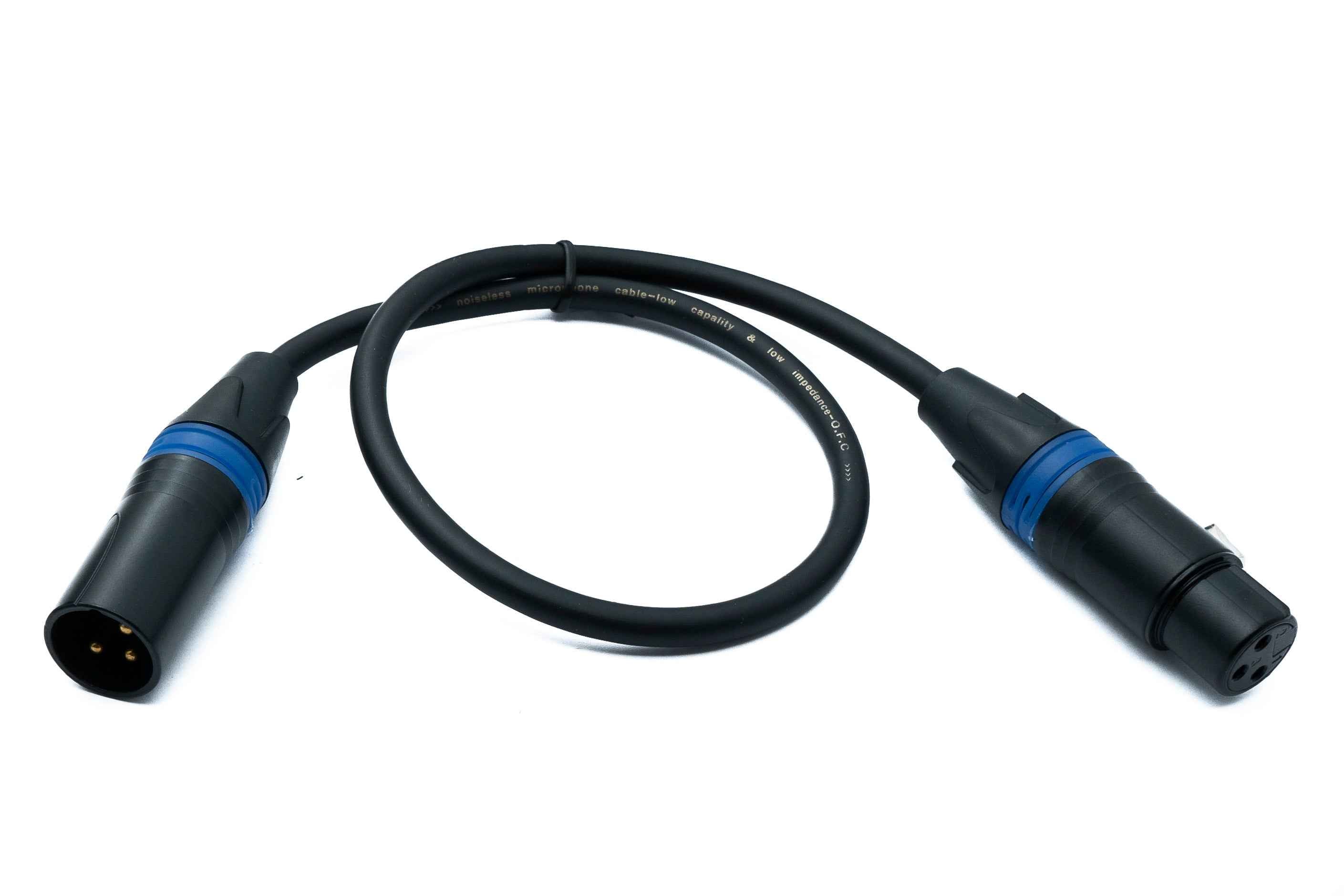 SYSTEM-S Audio XLR Kabel 50 cm 3 polig Stecker zu Buchse in Schwarz