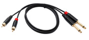 SYSTEM-S Audio Cinch 2 RCA Kabel 100 cm 2x Stecker zu 2x Klinke AUX 6,35 mm 2 polig Stecker