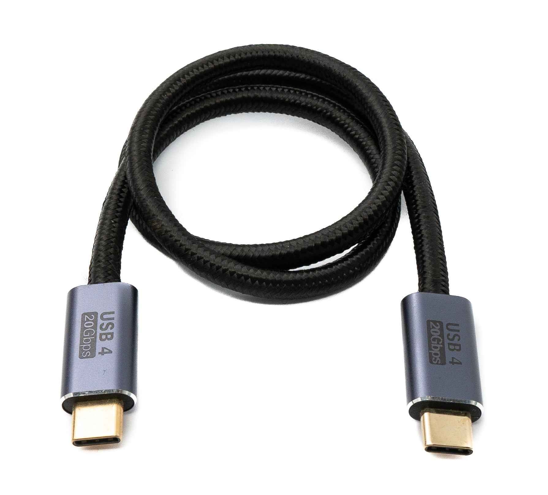 SYSTEM-S USB4 USB Kabel 50 cm Typ C Stecker zu Stecker 20 Gbit/s USB 4.0 geflochten Schwarz