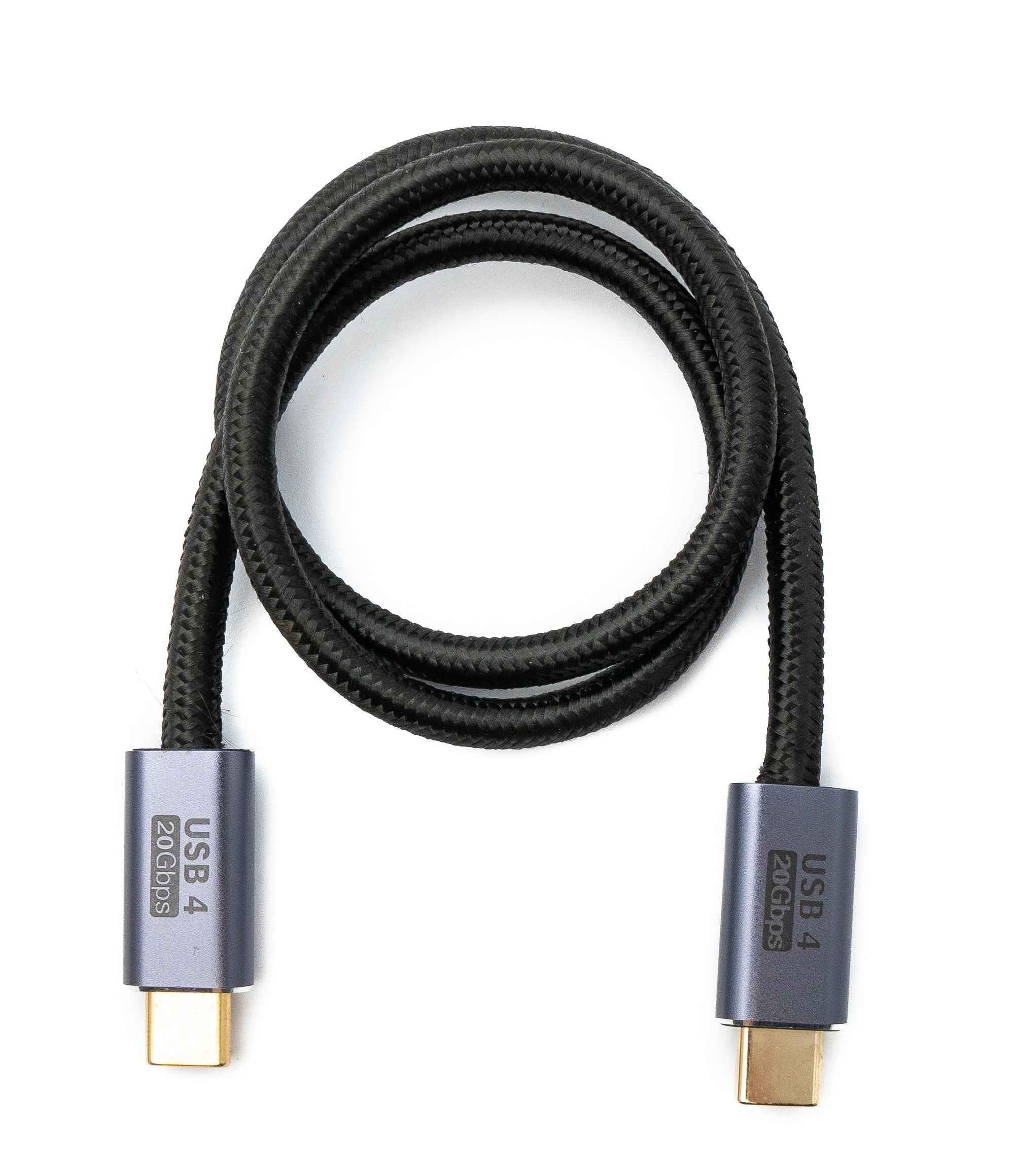 SYSTEM-S USB4 USB Kabel 50 cm Typ C Stecker zu Stecker 20 Gbit/s USB 4.0 geflochten Schwarz