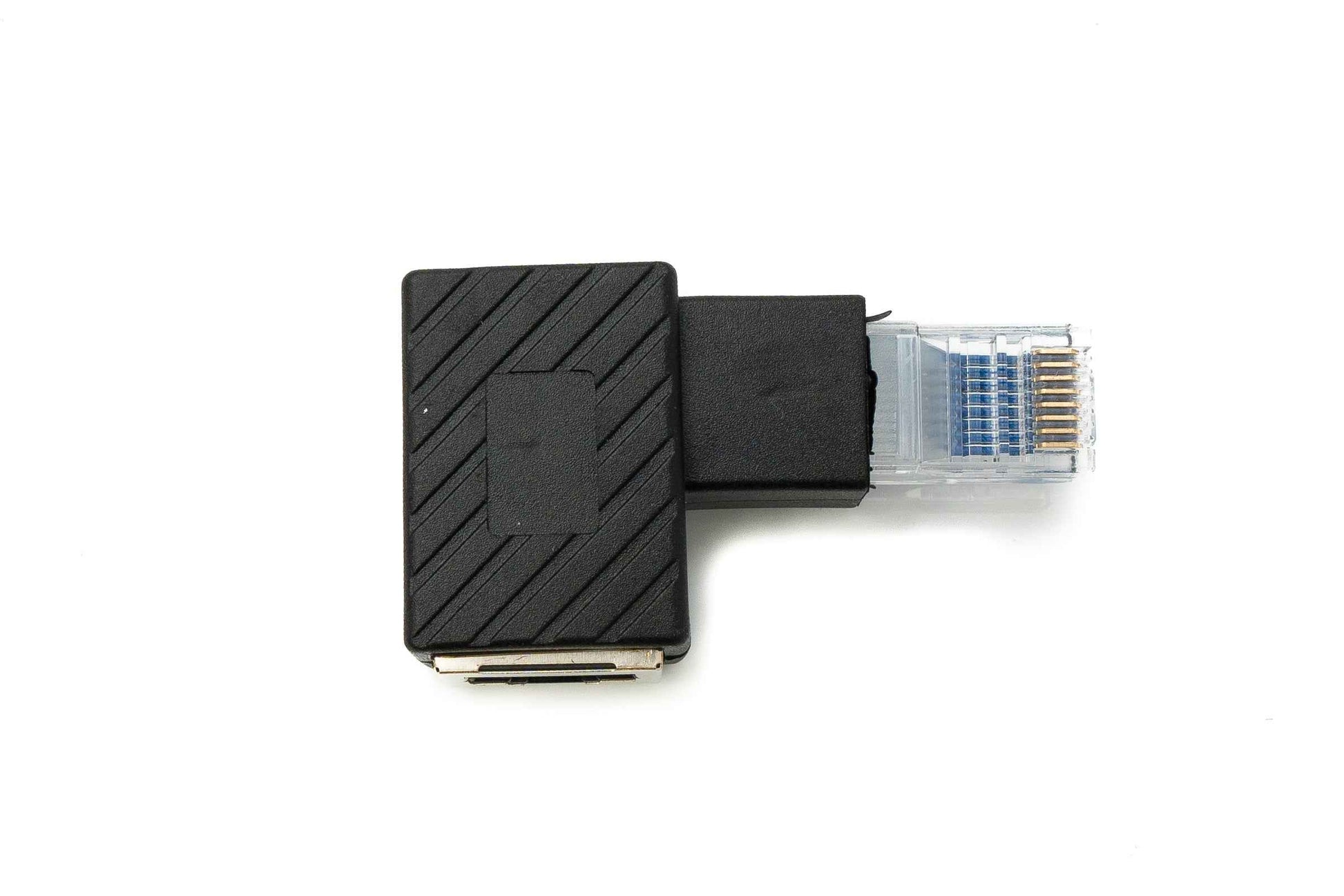SYSTEM-S LAN Adapter RJ45 Stecker zu Buchse Winkel Ethernetadapter Kabel in Schwarz