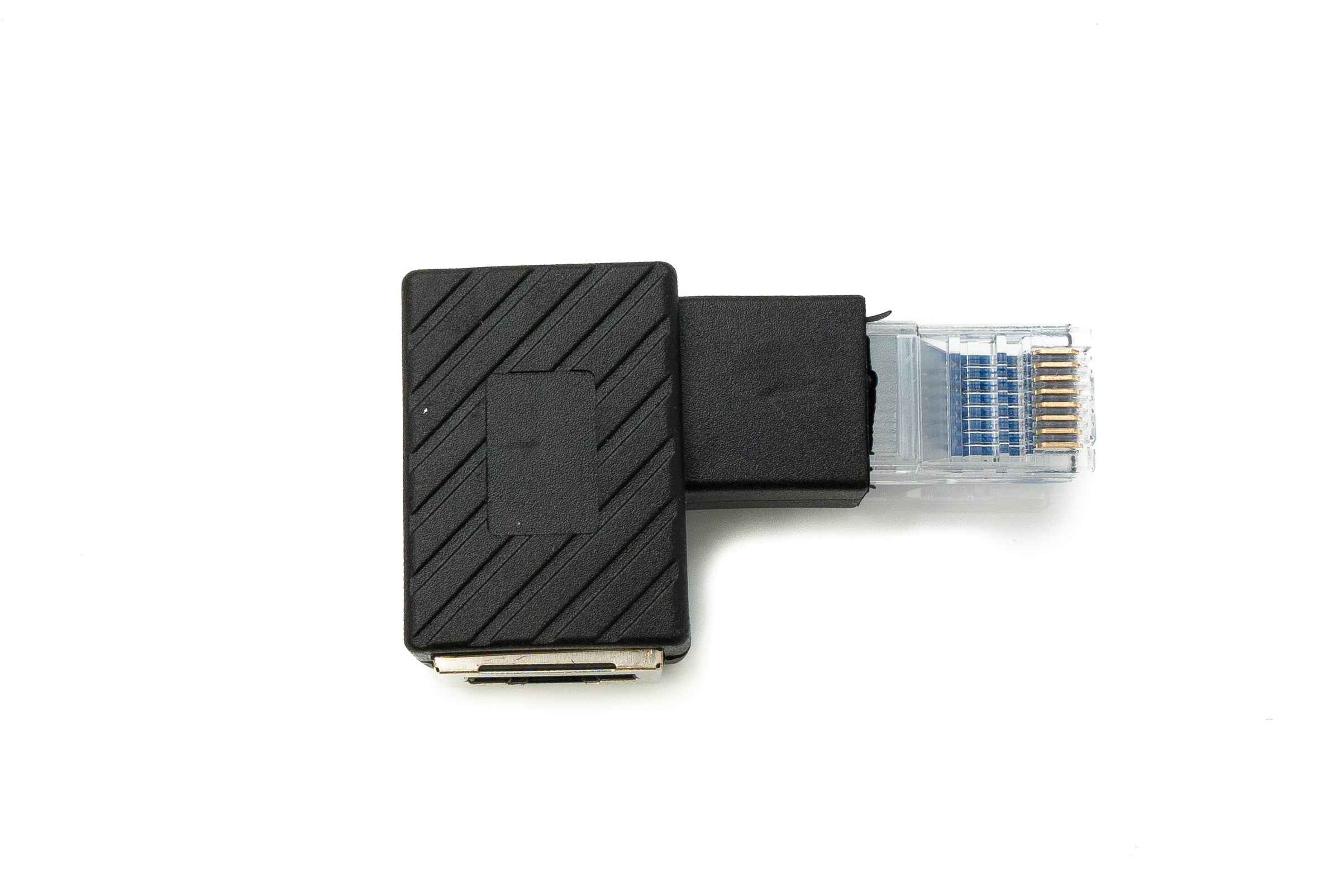 SYSTEM-S LAN Adapter RJ45 Stecker zu Buchse Winkel Ethernetadapter Kabel in Schwarz