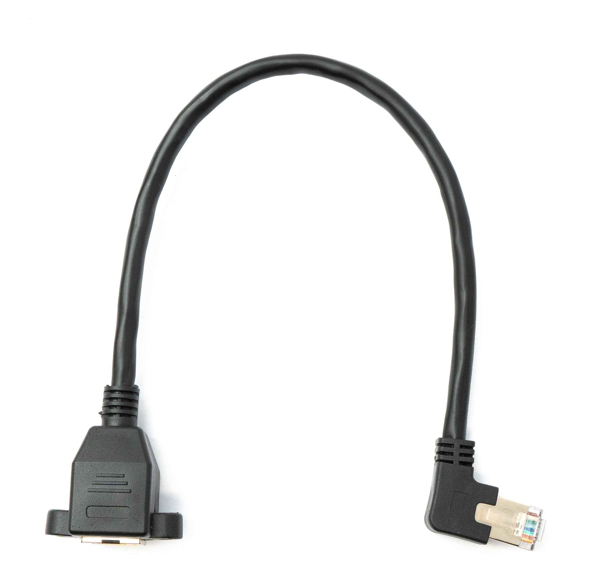 SYSTEM-S LAN Kabel 30 cm 8P8C Stecker zu Buchse Winkel Schraube in Schwarz