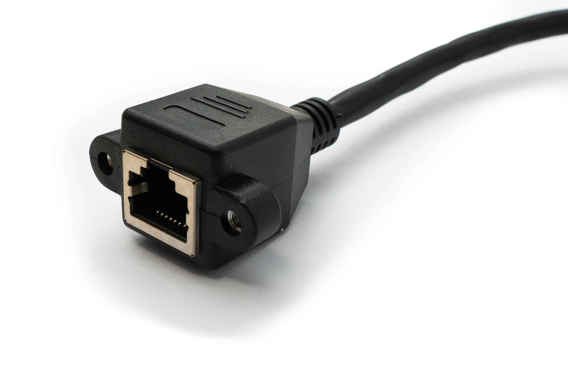 SYSTEM-S LAN Kabel 30 cm 8P8C Stecker zu Buchse Winkel Schraube in Schwarz