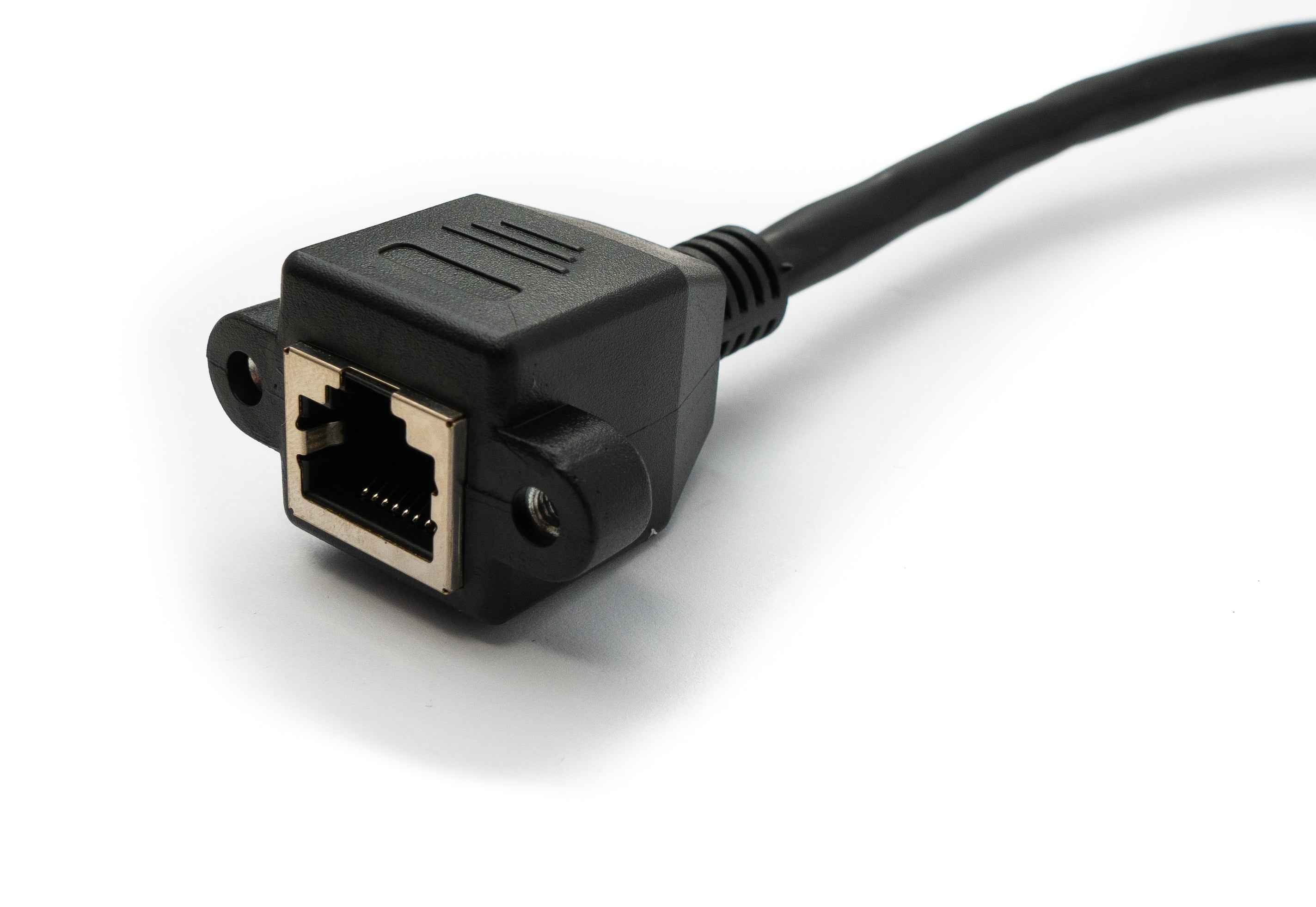 SYSTEM-S LAN Kabel 30 cm 8P8C Stecker zu Buchse Winkel Schraube in Schwarz