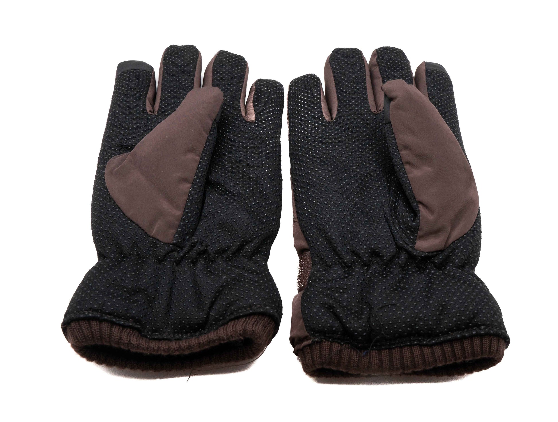 SYSTEM-S Anti Rutsch Handschuhe aus Polyester für Smartphones Touch Bildschirme in Braun