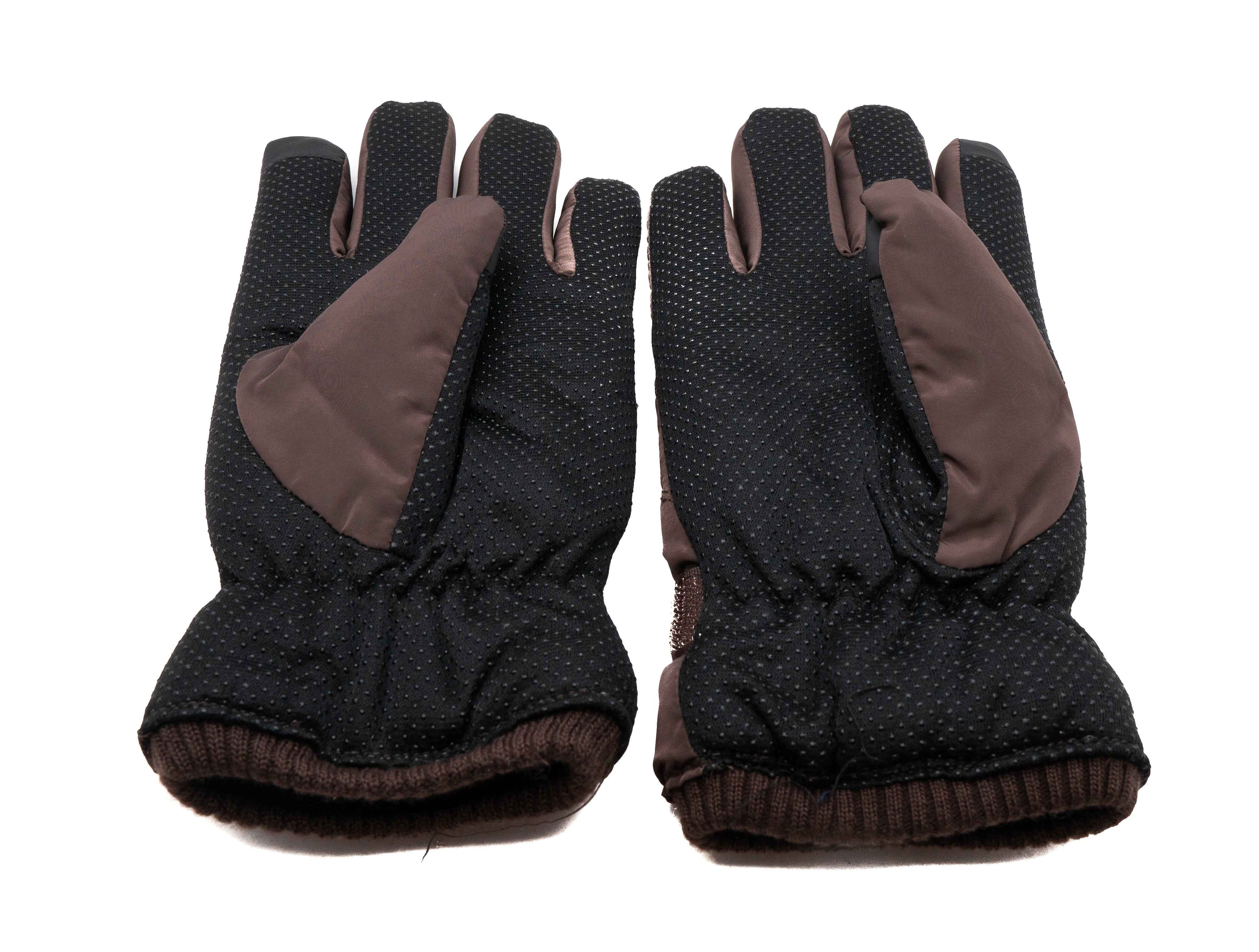 SYSTEM-S Anti Rutsch Handschuhe aus Polyester für Smartphones Touch Bildschirme in Braun