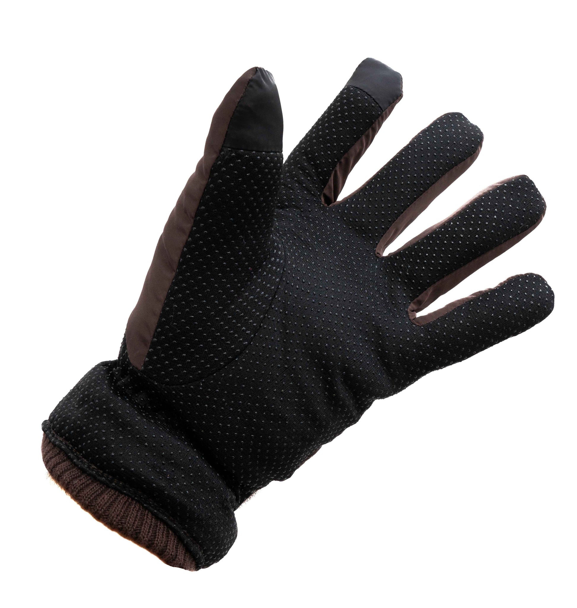 SYSTEM-S Anti Rutsch Handschuhe aus Polyester für Smartphones Touch Bildschirme in Braun