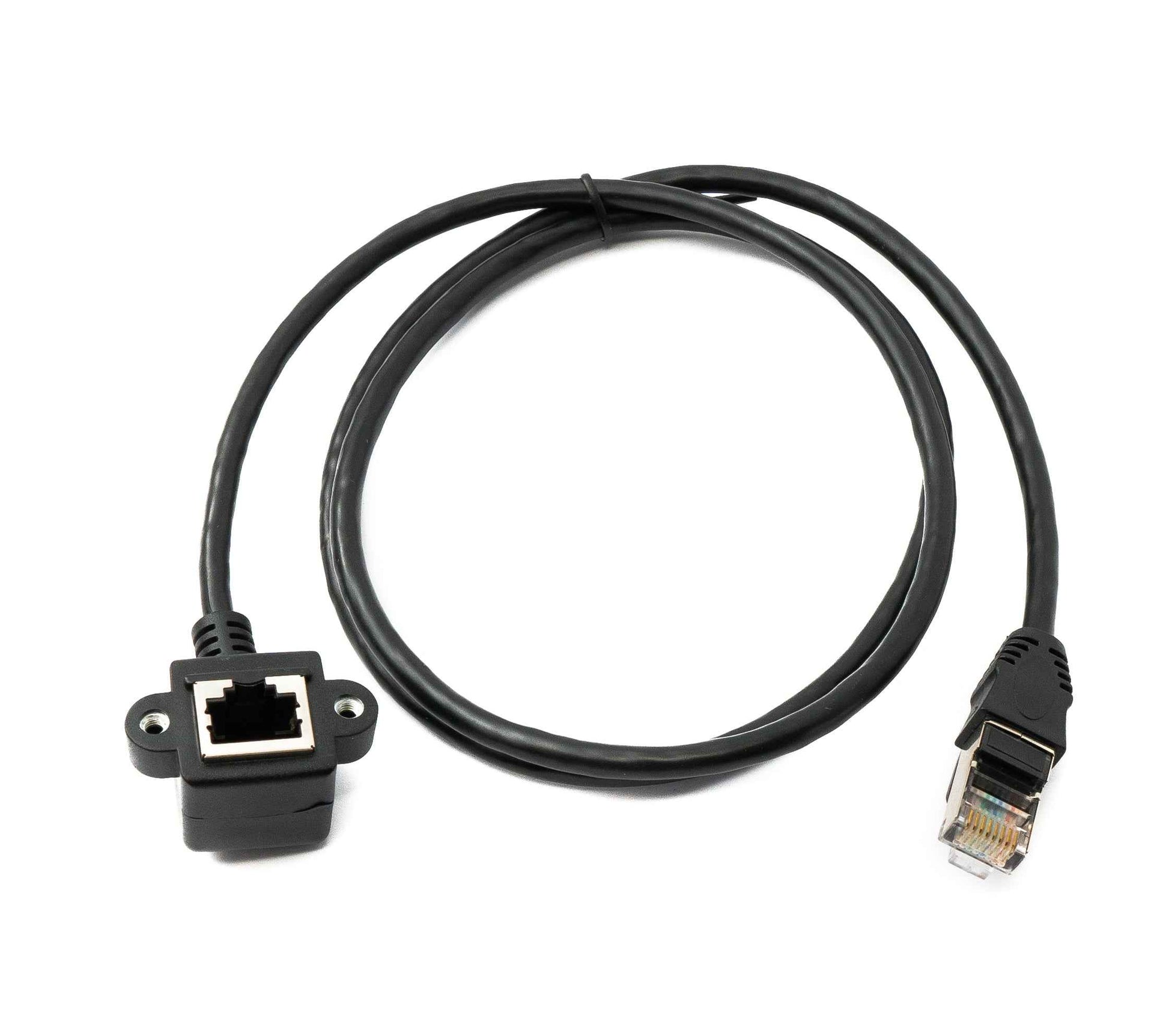 SYSTEM-S LAN Kabel 100 cm 8P8C Buchse zu RJ45 Stecker Winkel Schraube in Schwarz