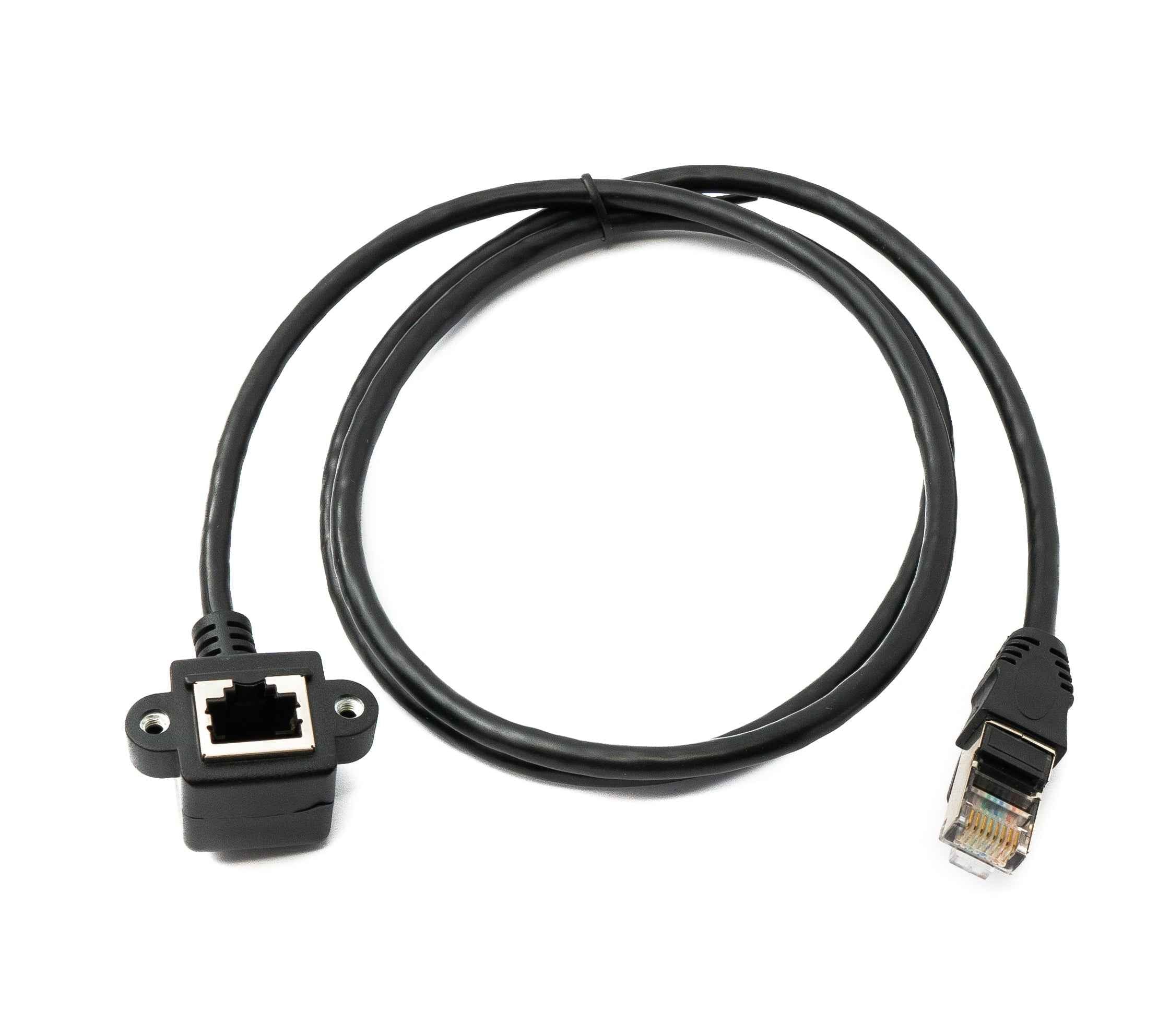 SYSTEM-S LAN Kabel 100 cm 8P8C Buchse zu RJ45 Stecker Winkel Schraube in Schwarz