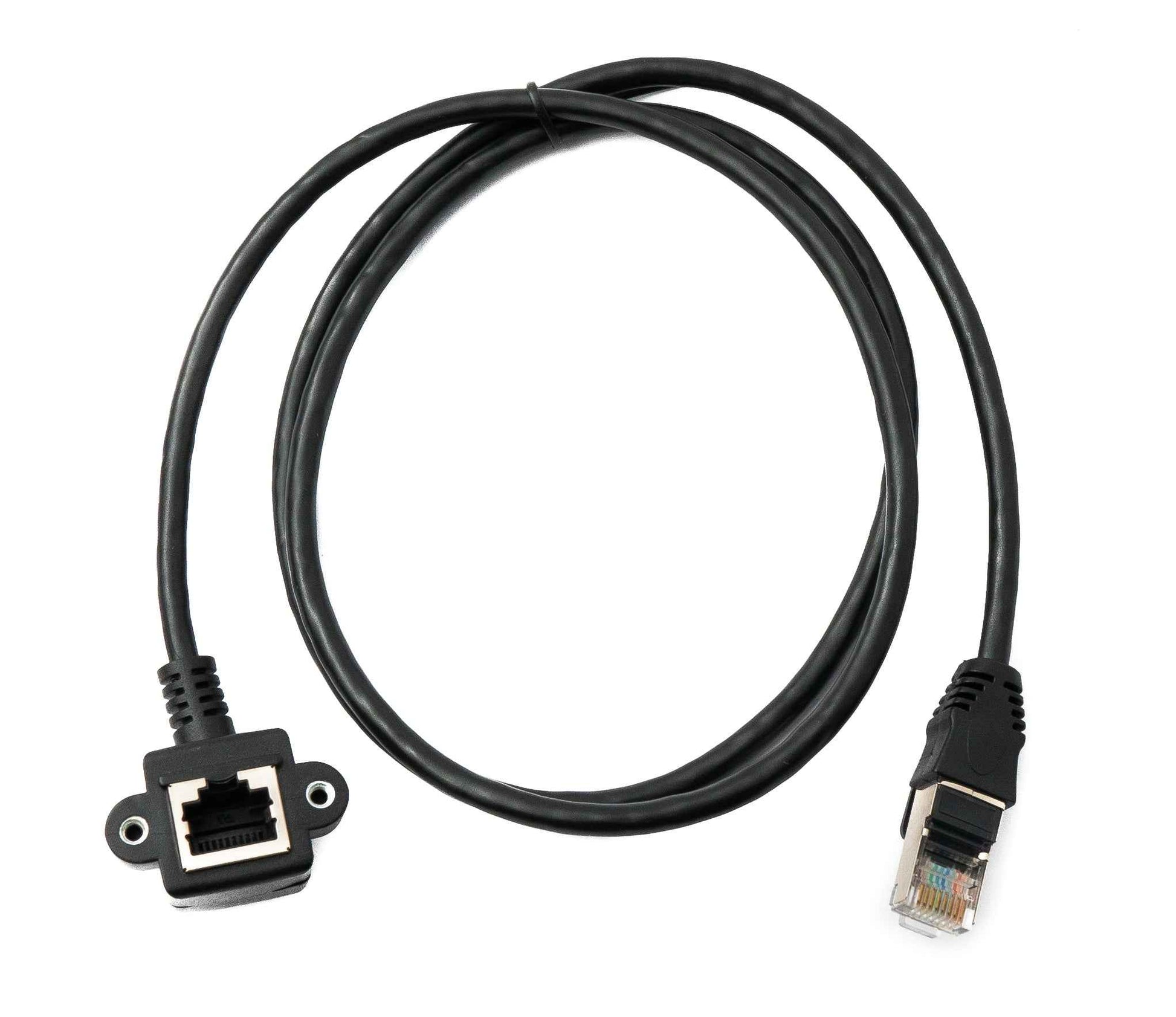 SYSTEM-S LAN Kabel 100 cm 8P8C Buchse zu RJ45 Stecker Winkel Schraube in Schwarz
