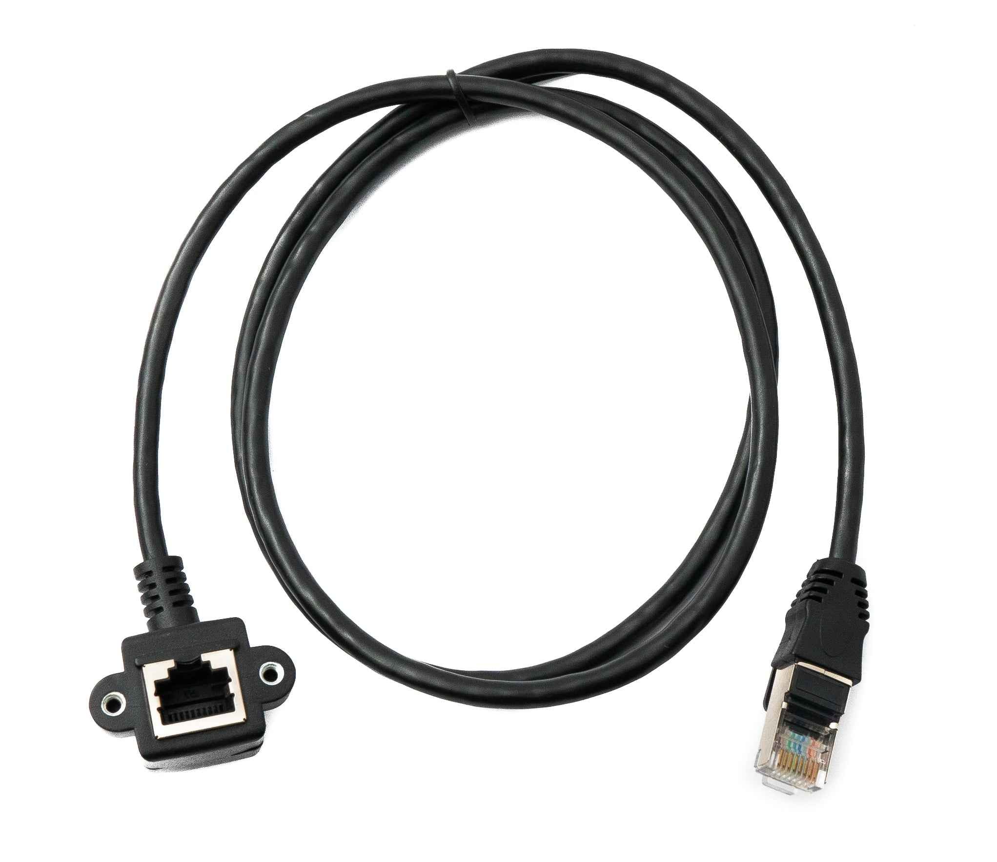 SYSTEM-S LAN Kabel 100 cm 8P8C Buchse zu RJ45 Stecker Winkel Schraube in Schwarz