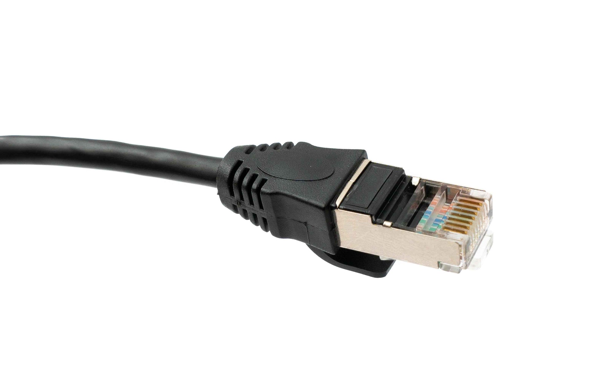 SYSTEM-S LAN Kabel 100 cm 8P8C Buchse zu RJ45 Stecker Winkel Schraube in Schwarz