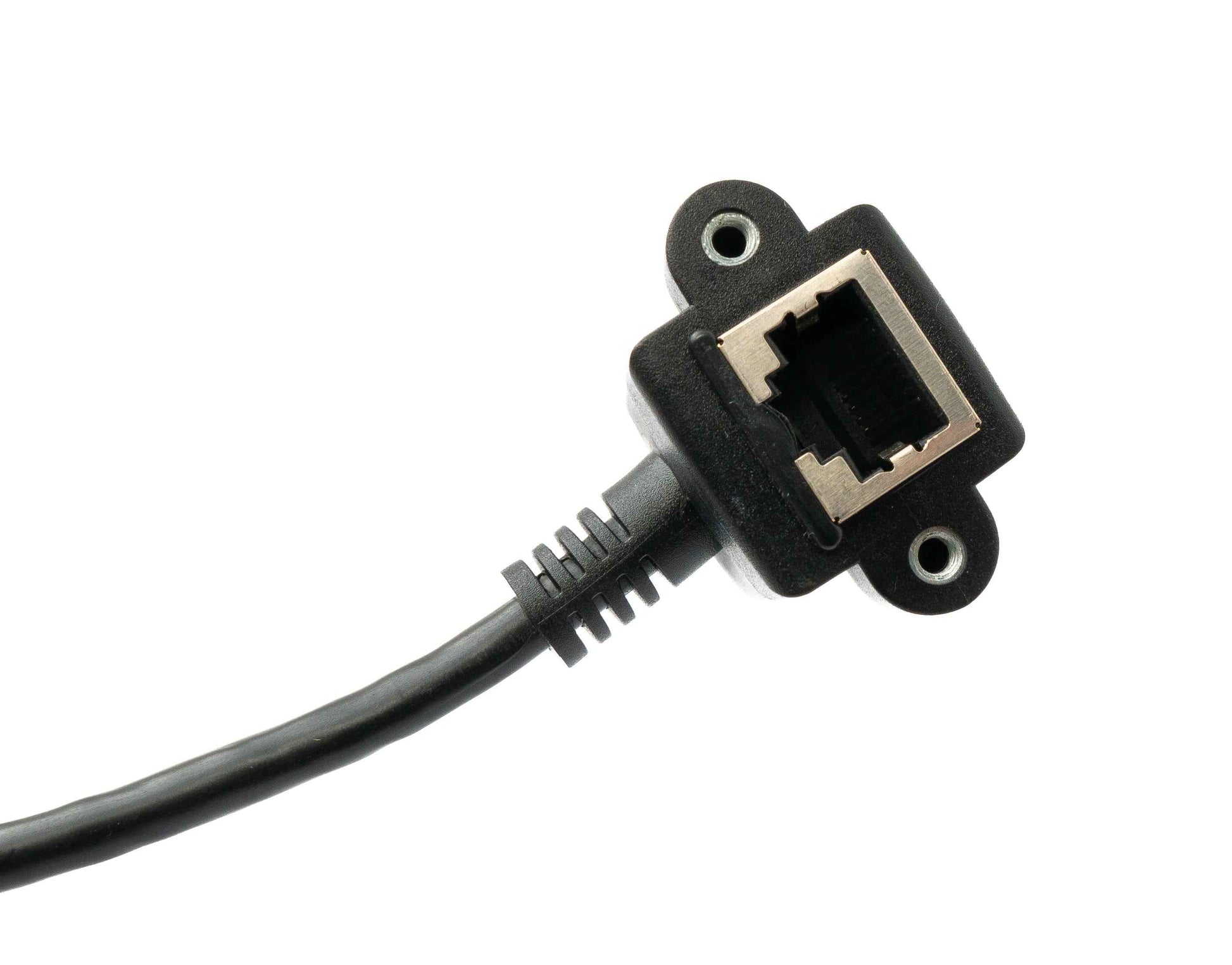 SYSTEM-S LAN Kabel 100 cm 8P8C Buchse zu RJ45 Stecker Winkel Schraube in Schwarz